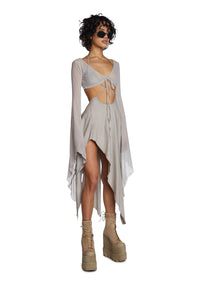 Echo Asymmetrical Mesh Wrap Dress