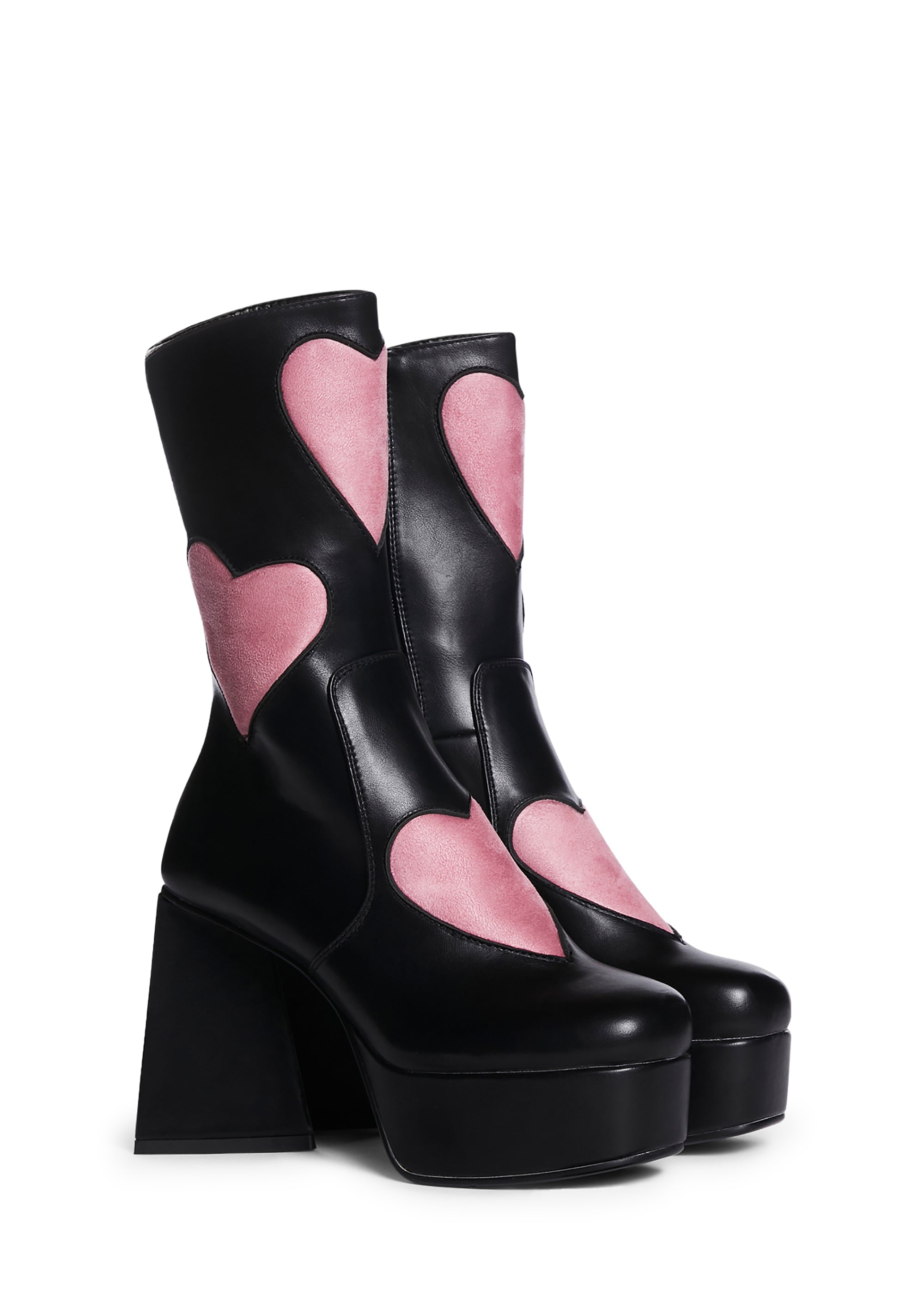 Lamoda Heart Platform Ankle Boots Black – Dolls Kill