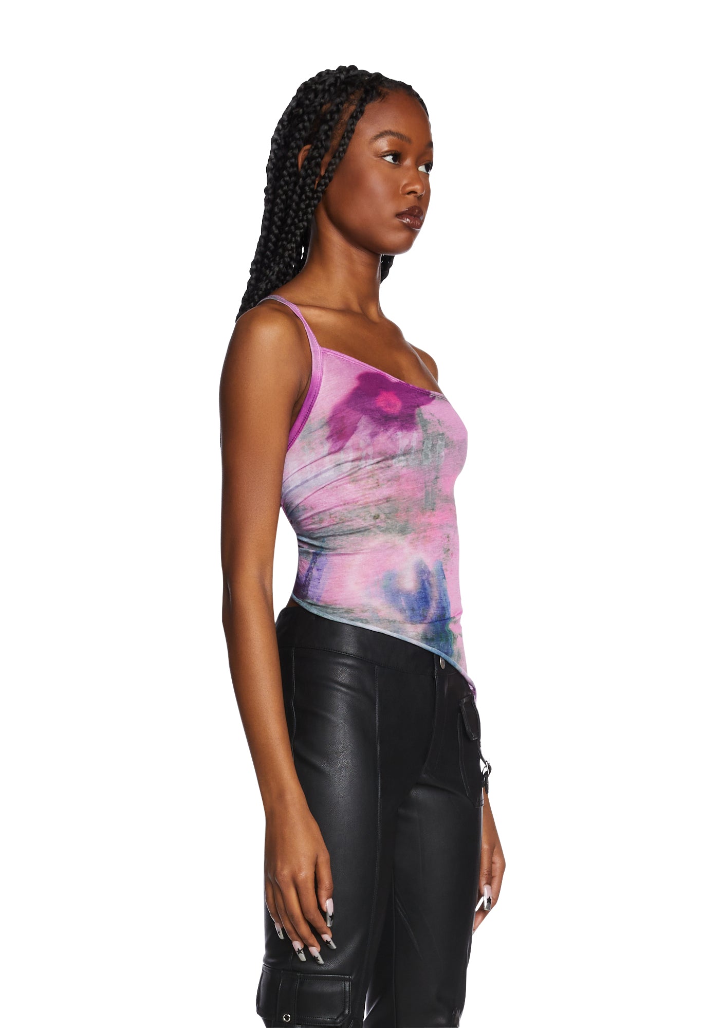 Generation Kiss Tie Dye Floral One Shoulder Top Multi Dolls Kill