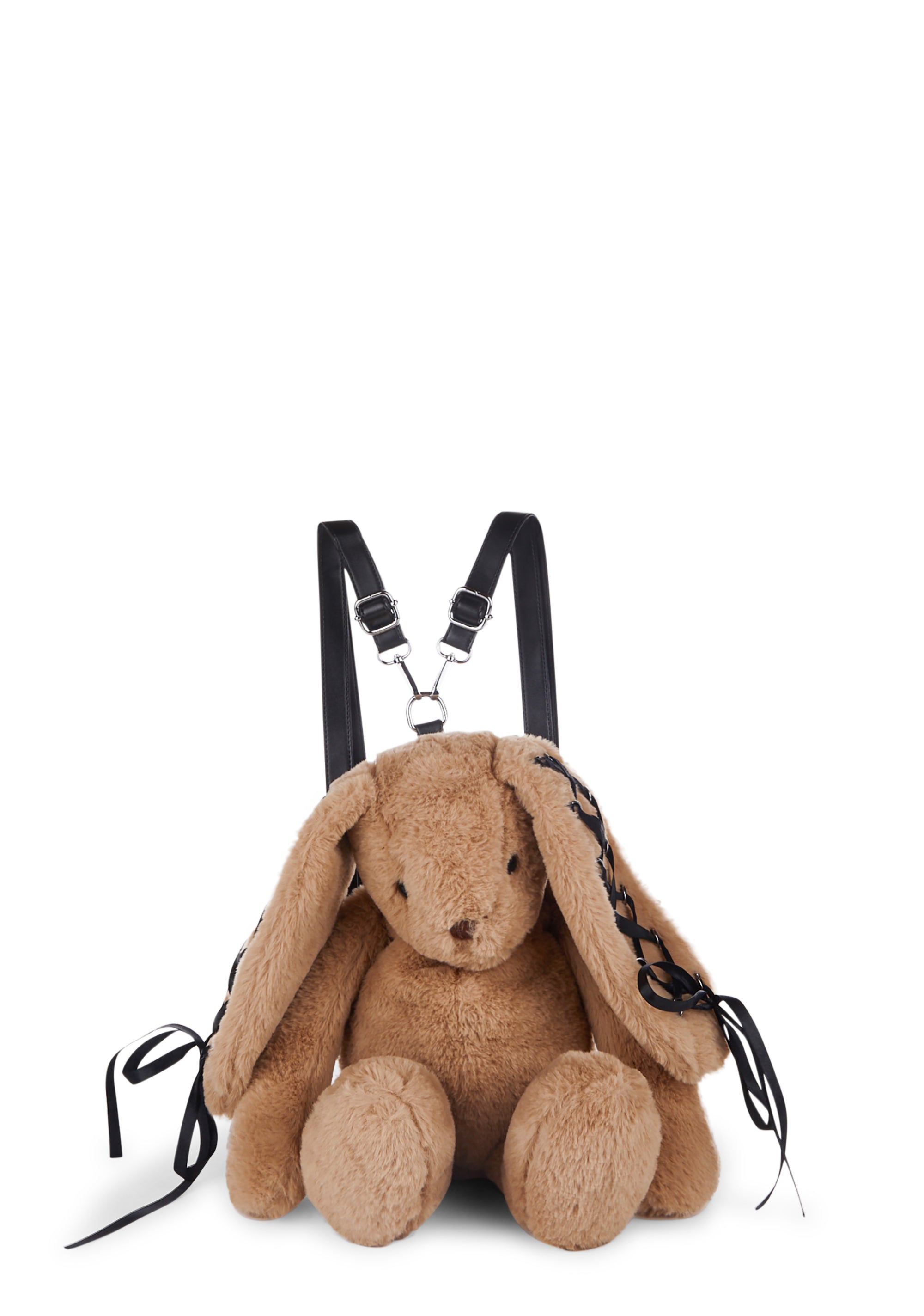 Current Mood Lace Up Bunny Plush Backpack - Brown – Dolls Kill