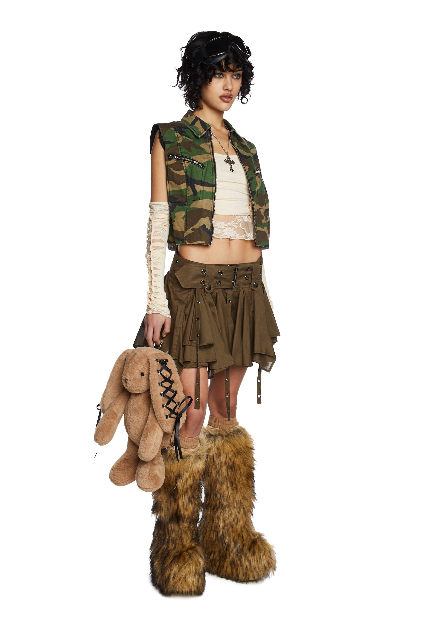 Current Mood Low Rise Handkerchief Mini Skirt Green Dolls Kill
