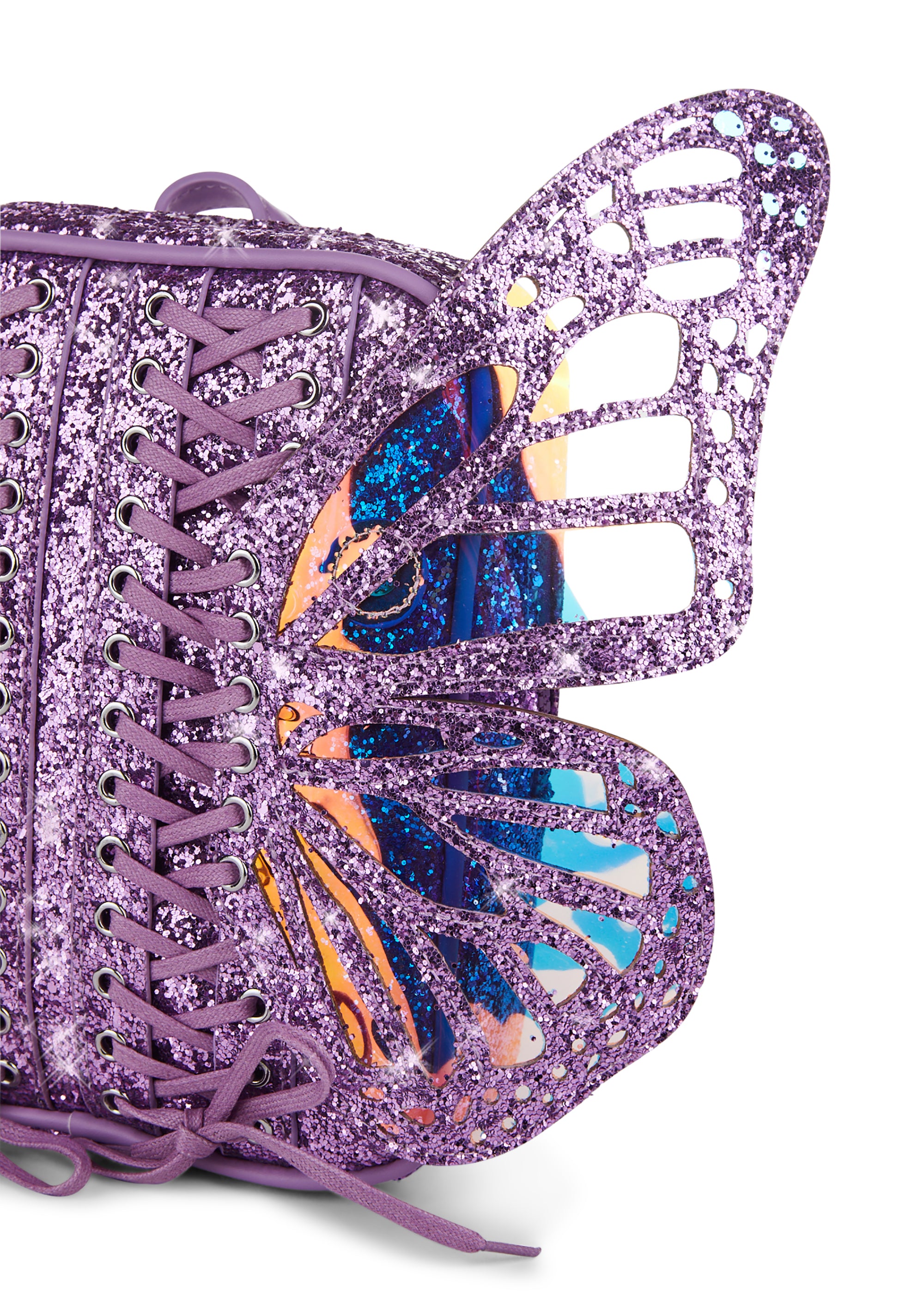 Club Exx Iridescent Butterfly Mini Backpack - Purple Glitter