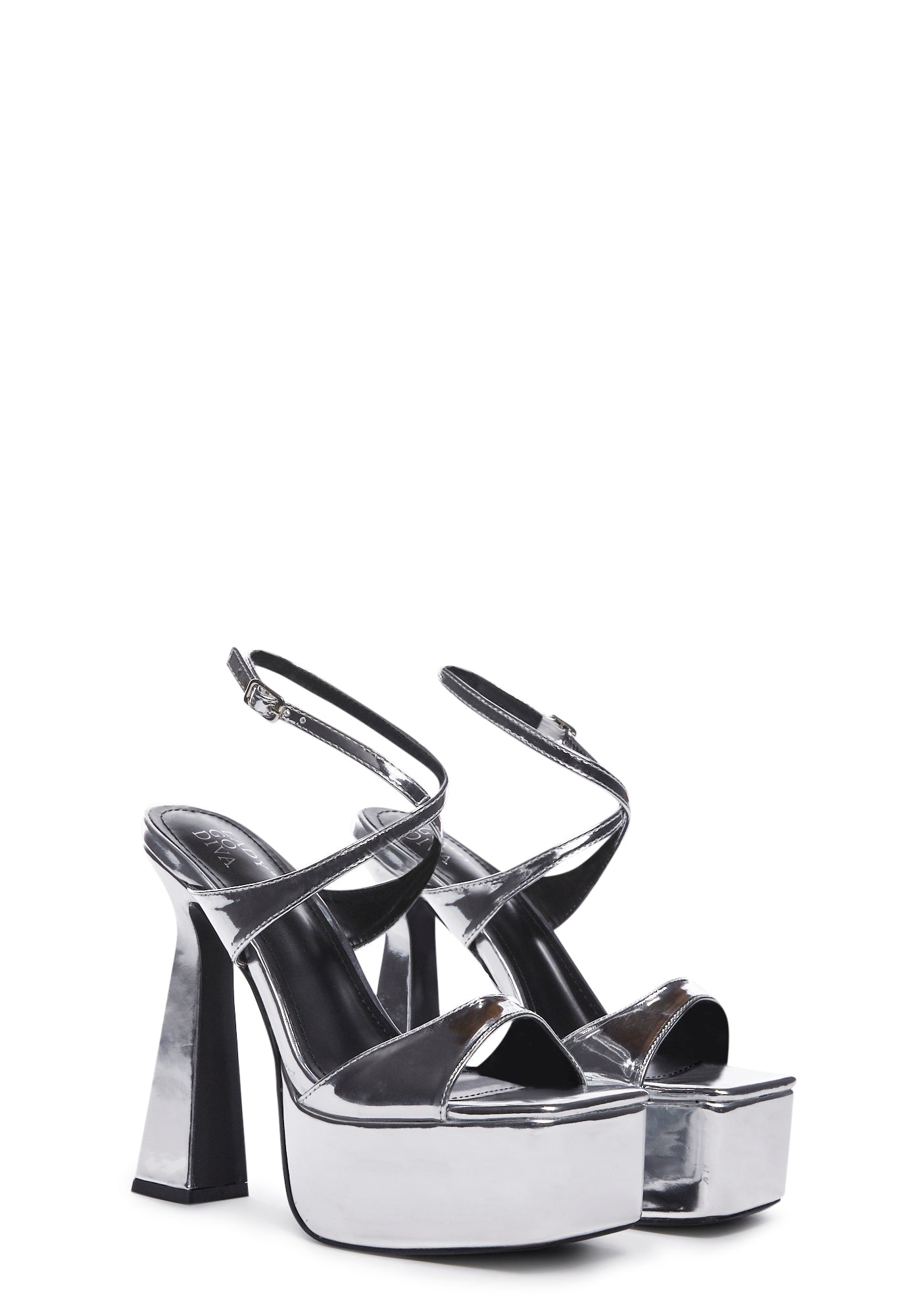 Black and silver platform heels top
