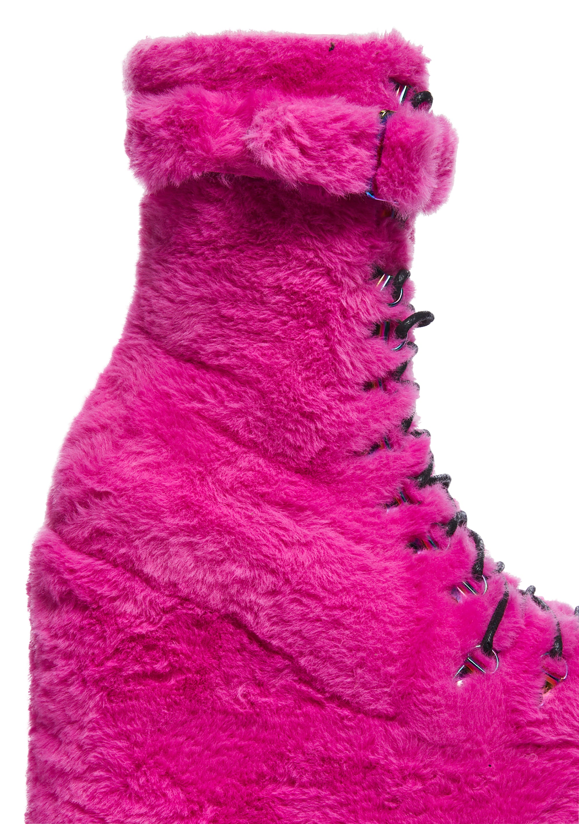 ショップレビュー ランキング Club Exx Faux Fur Wedge Platform Boots - Hot Pink – Dolls Kill 靴
