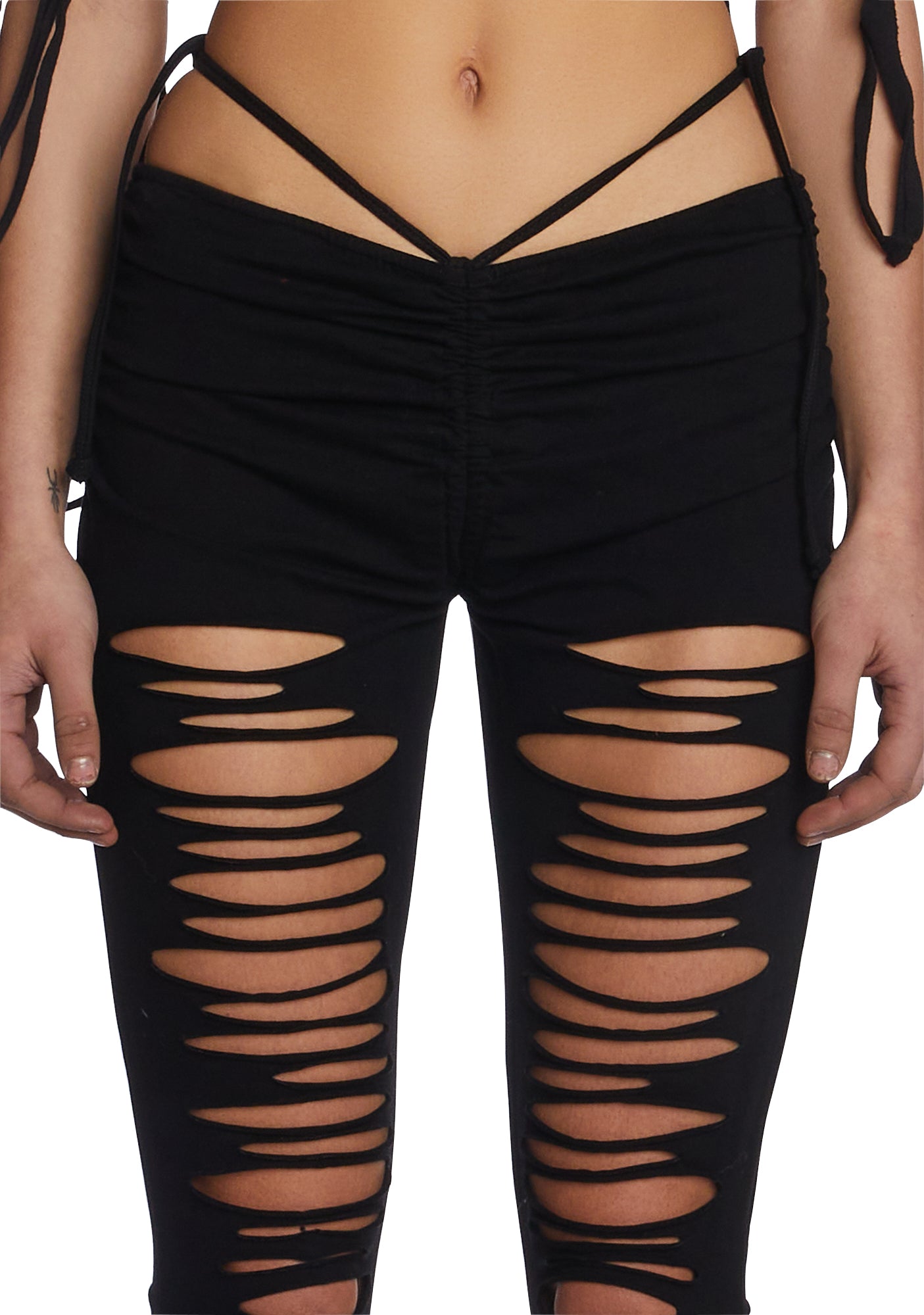 Women's Cutout Skinny Flared Pants Mid Waist Cut Out