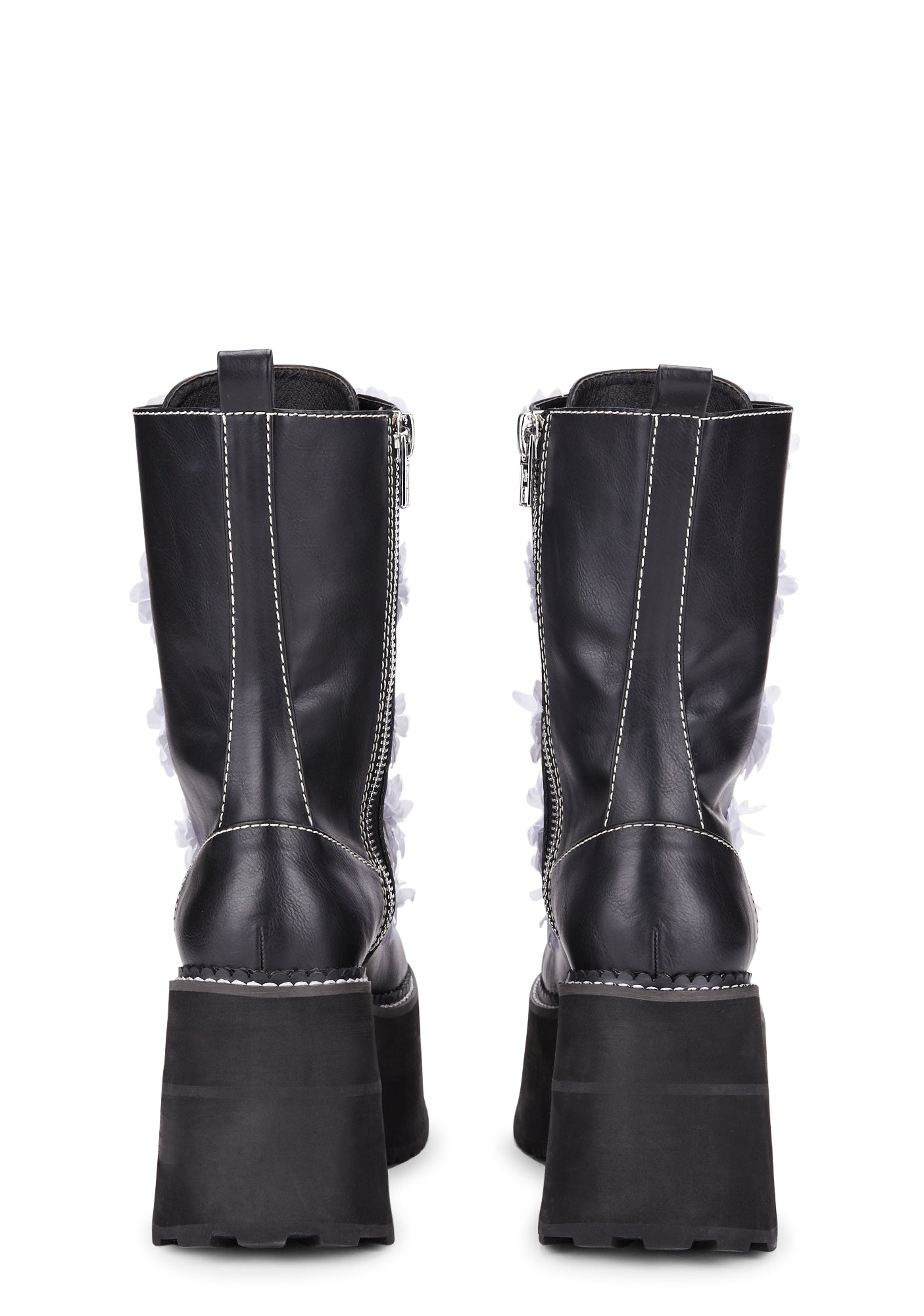 Current Mood Daisy Platform Combat Boots Black Dolls Kill