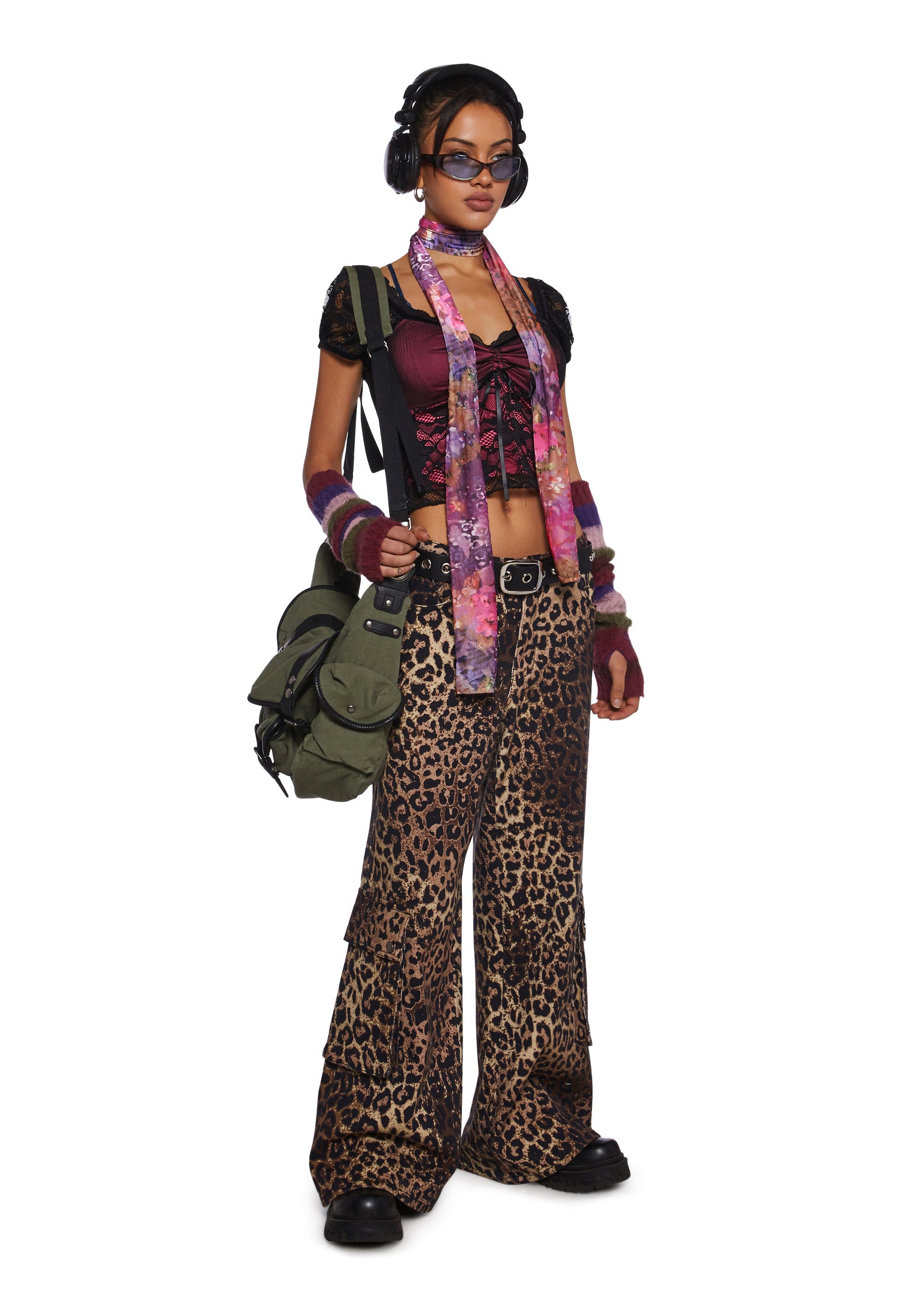 Delia's Lace Overlay Puff Sleeve Crop Top - Black/Pink – Dolls Kill