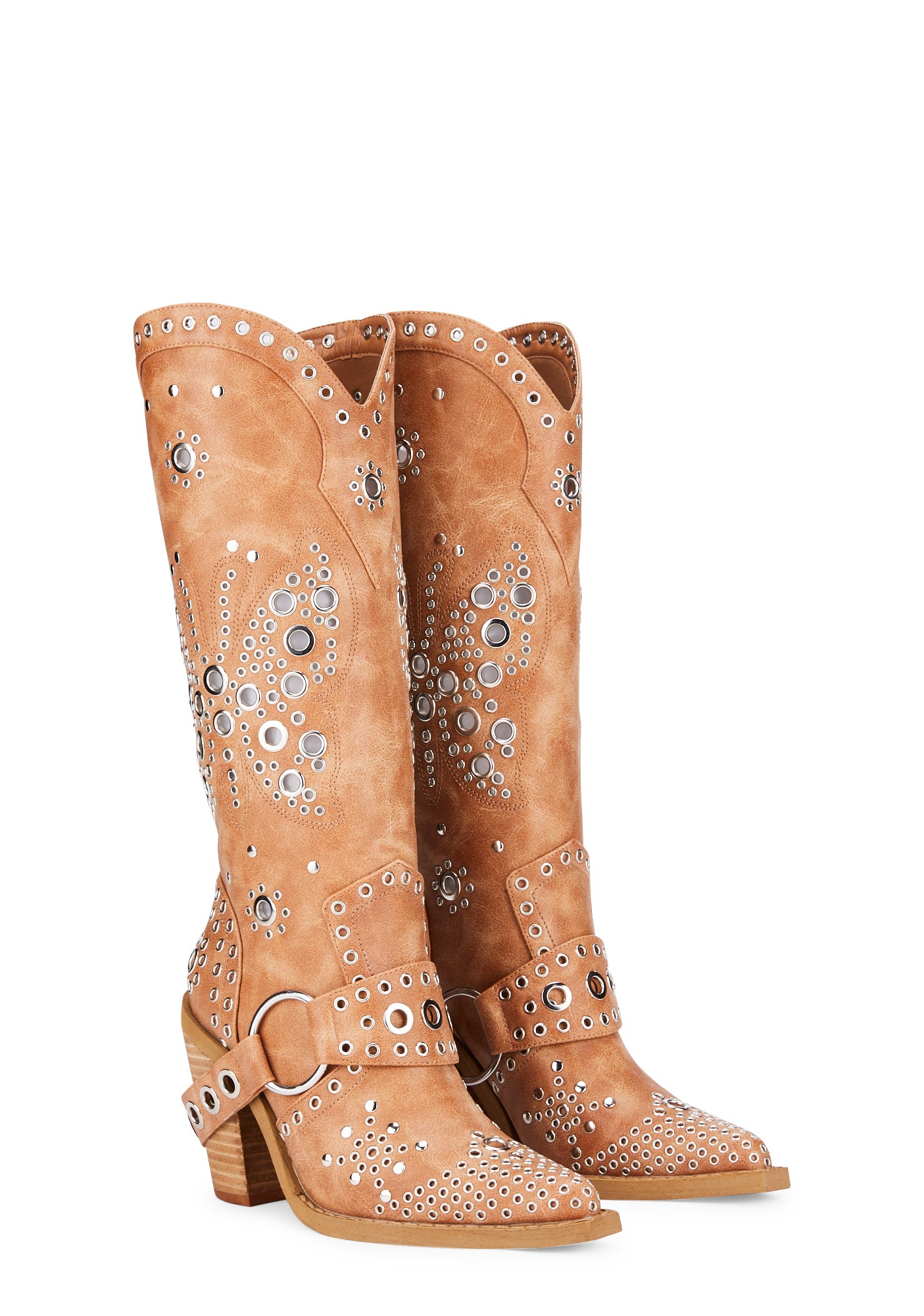 Current Mood Butterfly Cowboy Boots Light Brown Dolls Kill