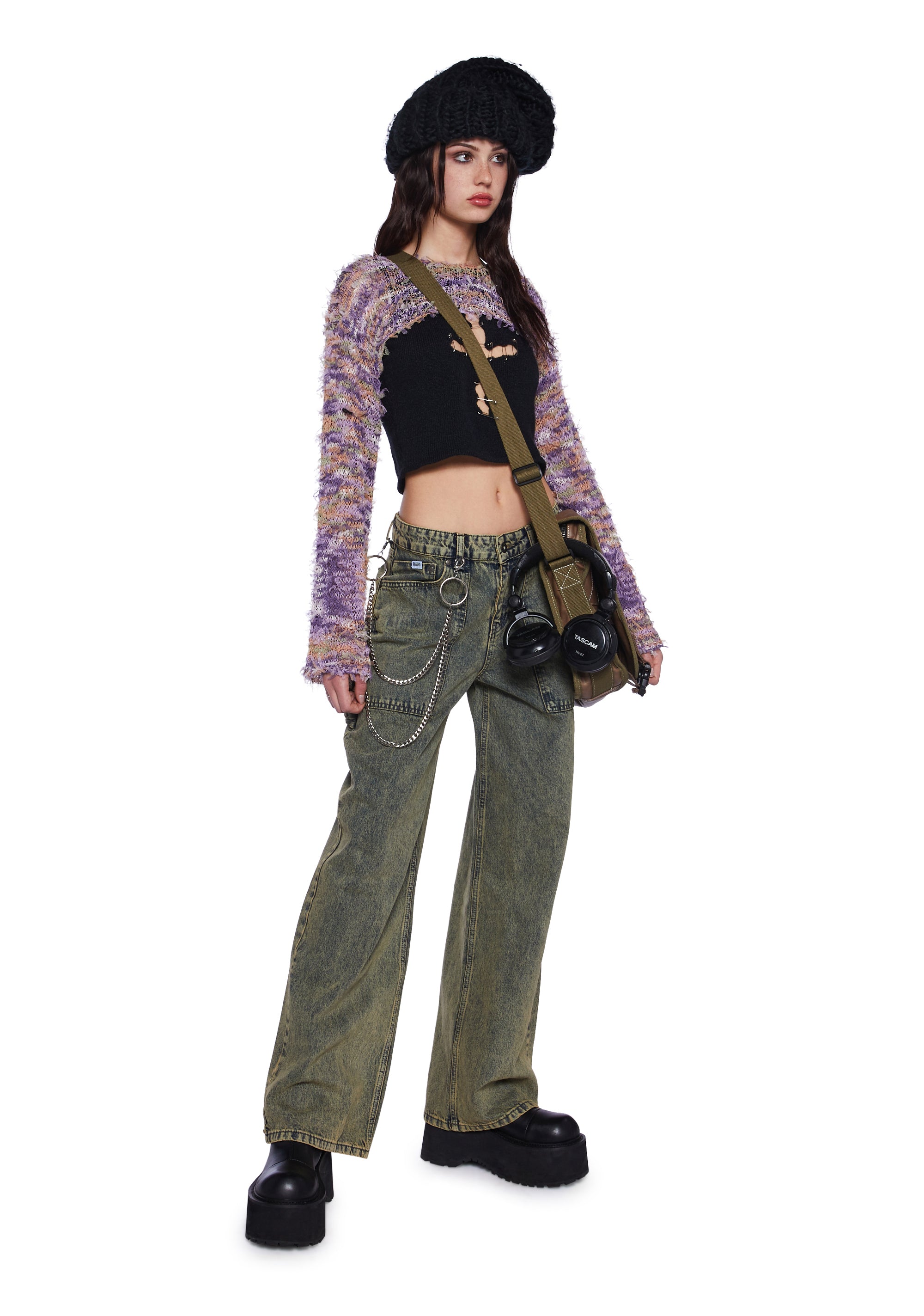 The Ragged Priest Knit Crop Shrug- Multi – Dolls Kill