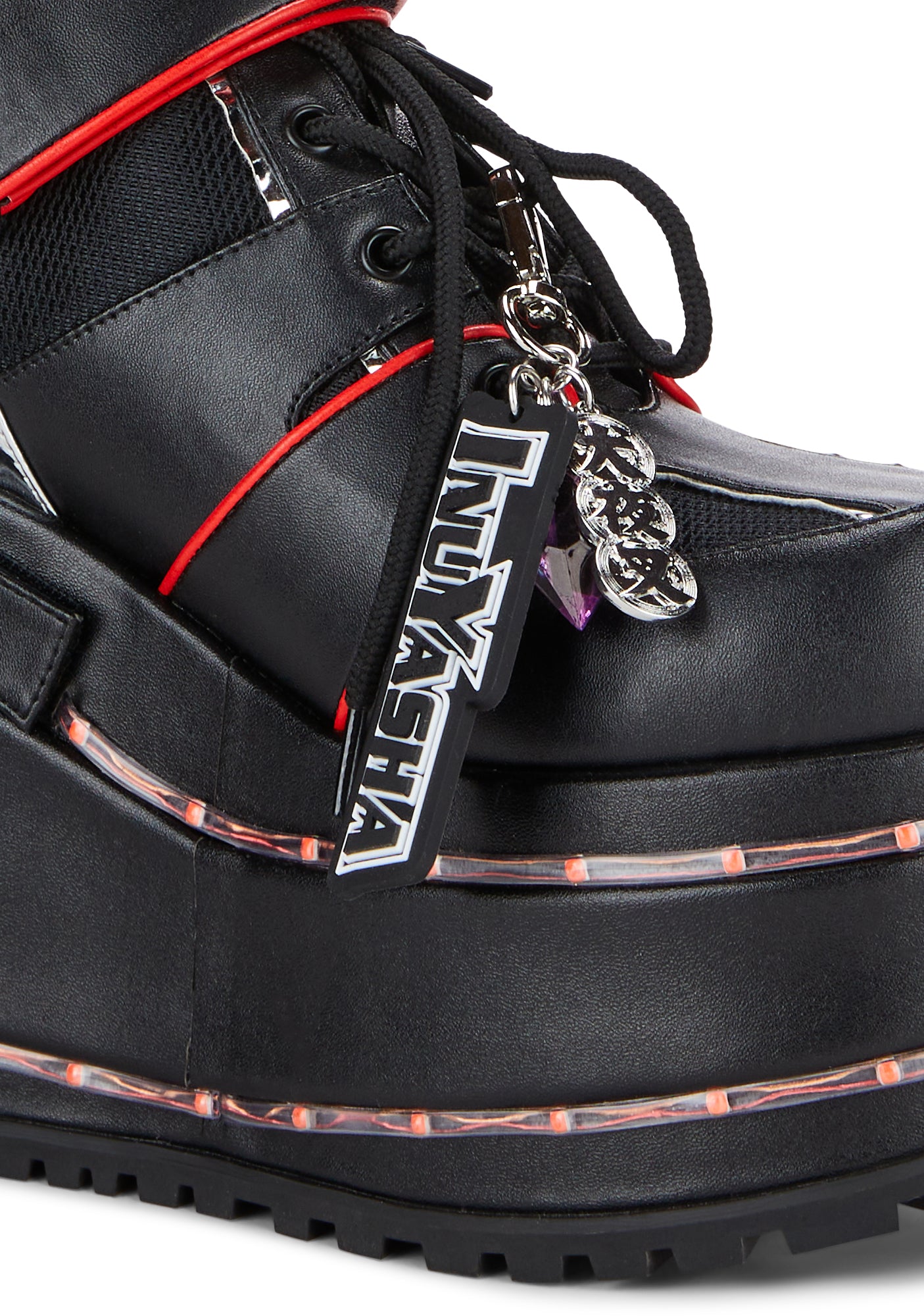 Dolls Kill x Inuyasha Light Up Chunky Platform Sneakers Black Red