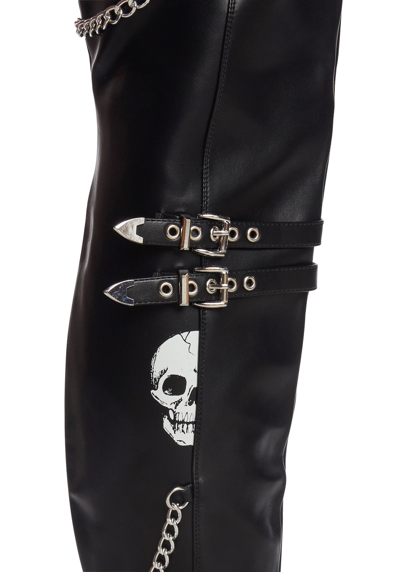 BLACK WORK スカルベスト　hiphop Lamoda Thigh High Skull Print Platform Boots - Black – Dolls