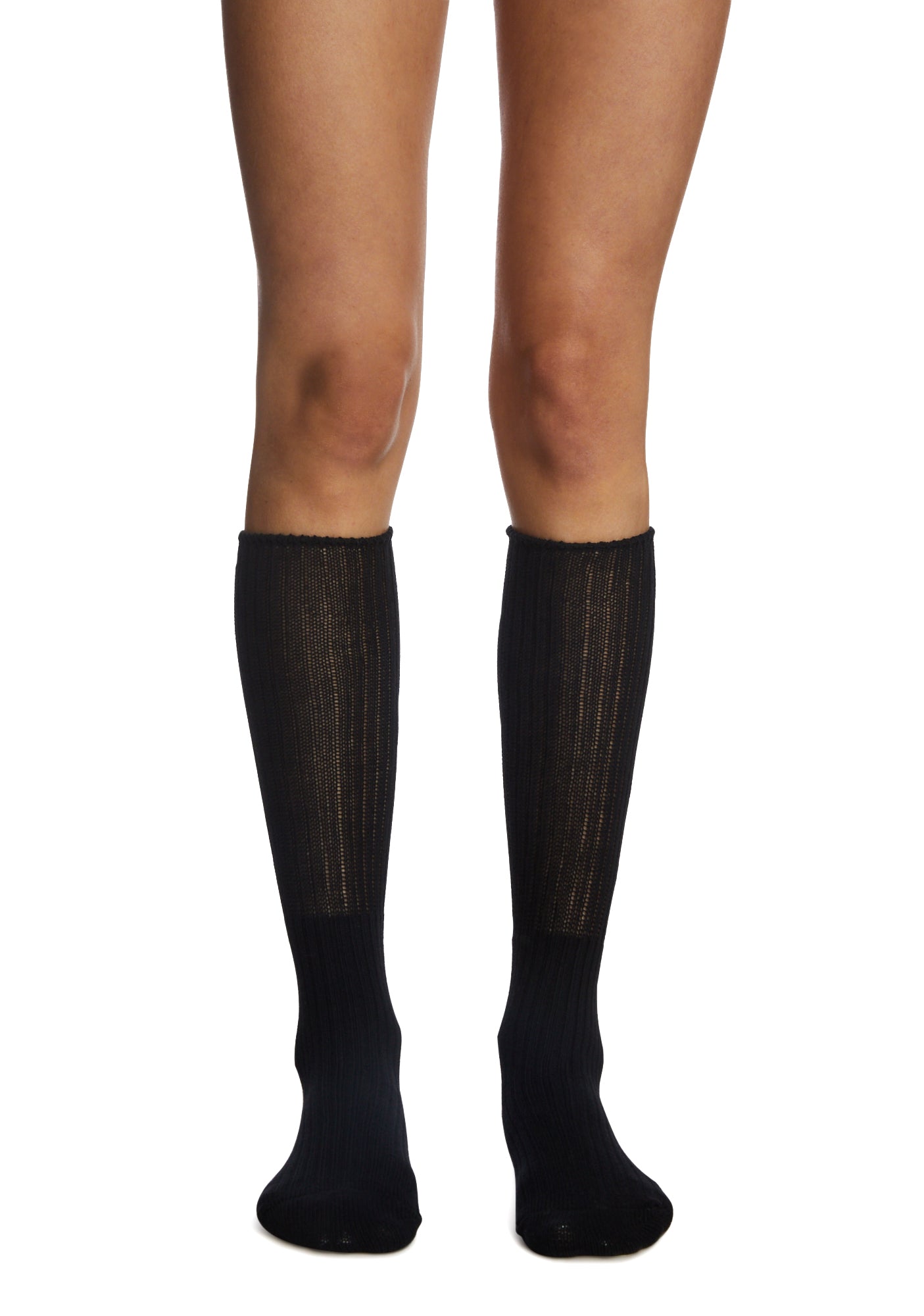 Scrunched Rugby Socks Knit Scrunched Crew Socks - Black – Dolls Kill