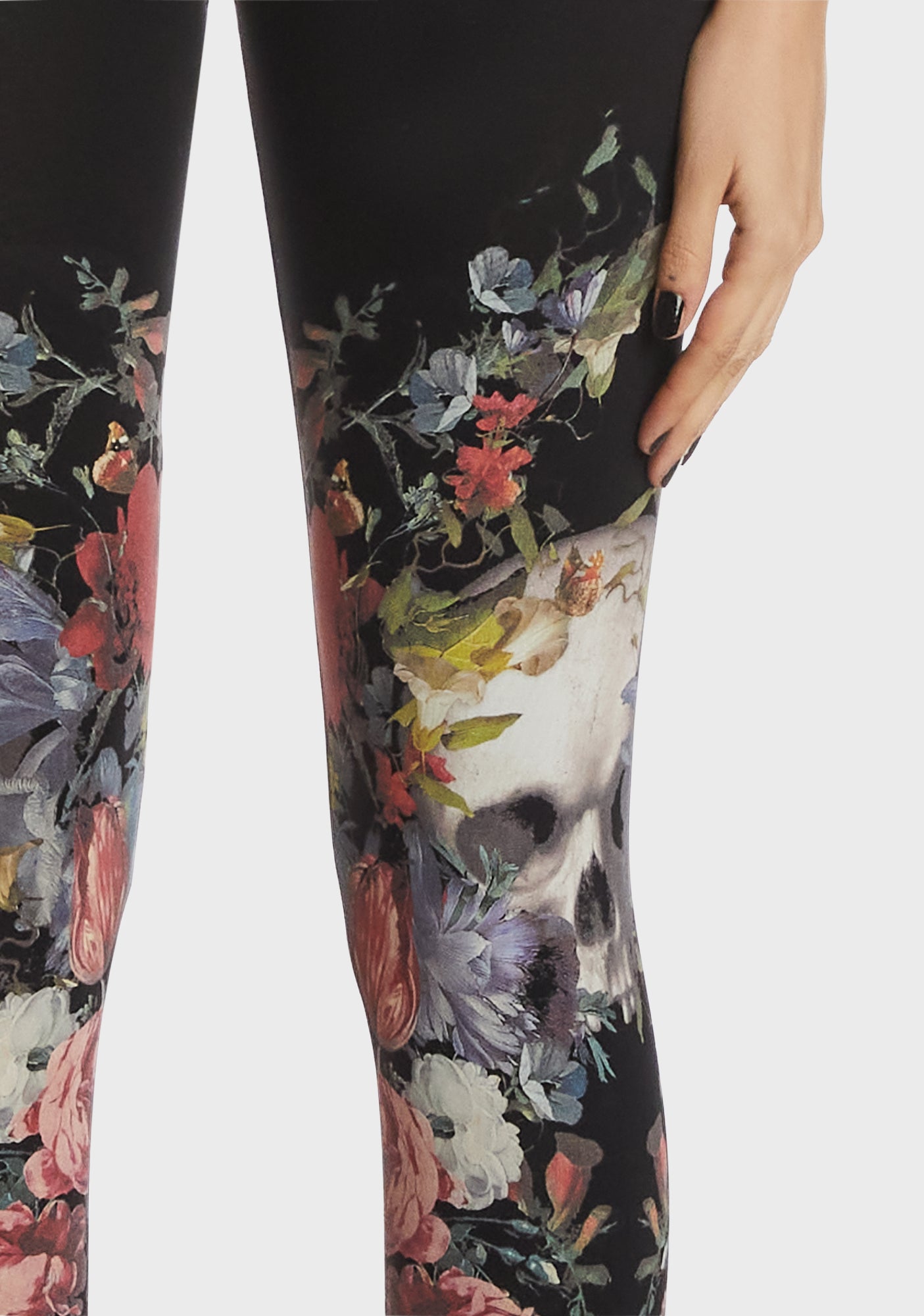 Widow Skull Rose Print Leggings Multi Dolls Kill