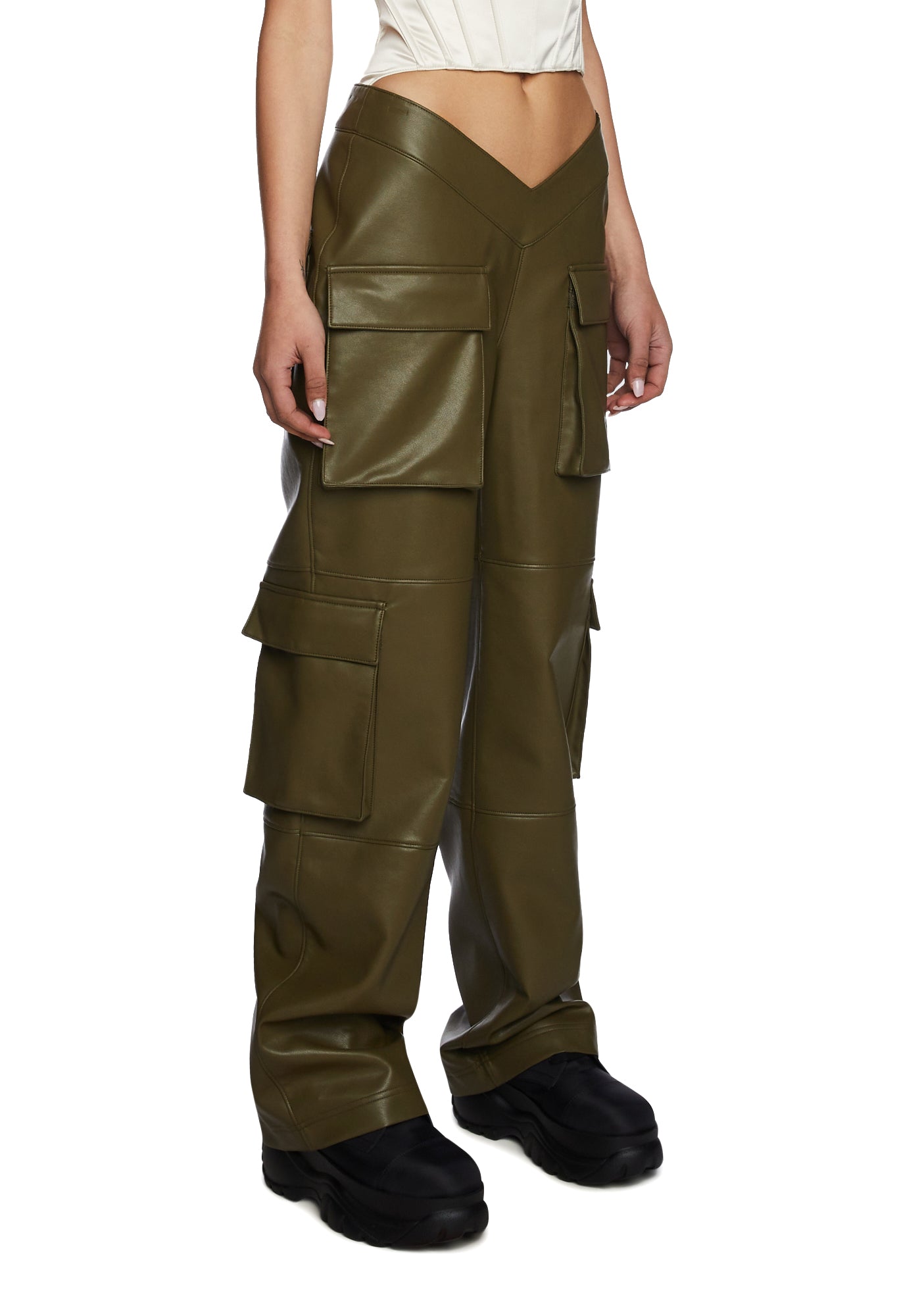 Path Of Destruction Vegan Leather Pants - Olive