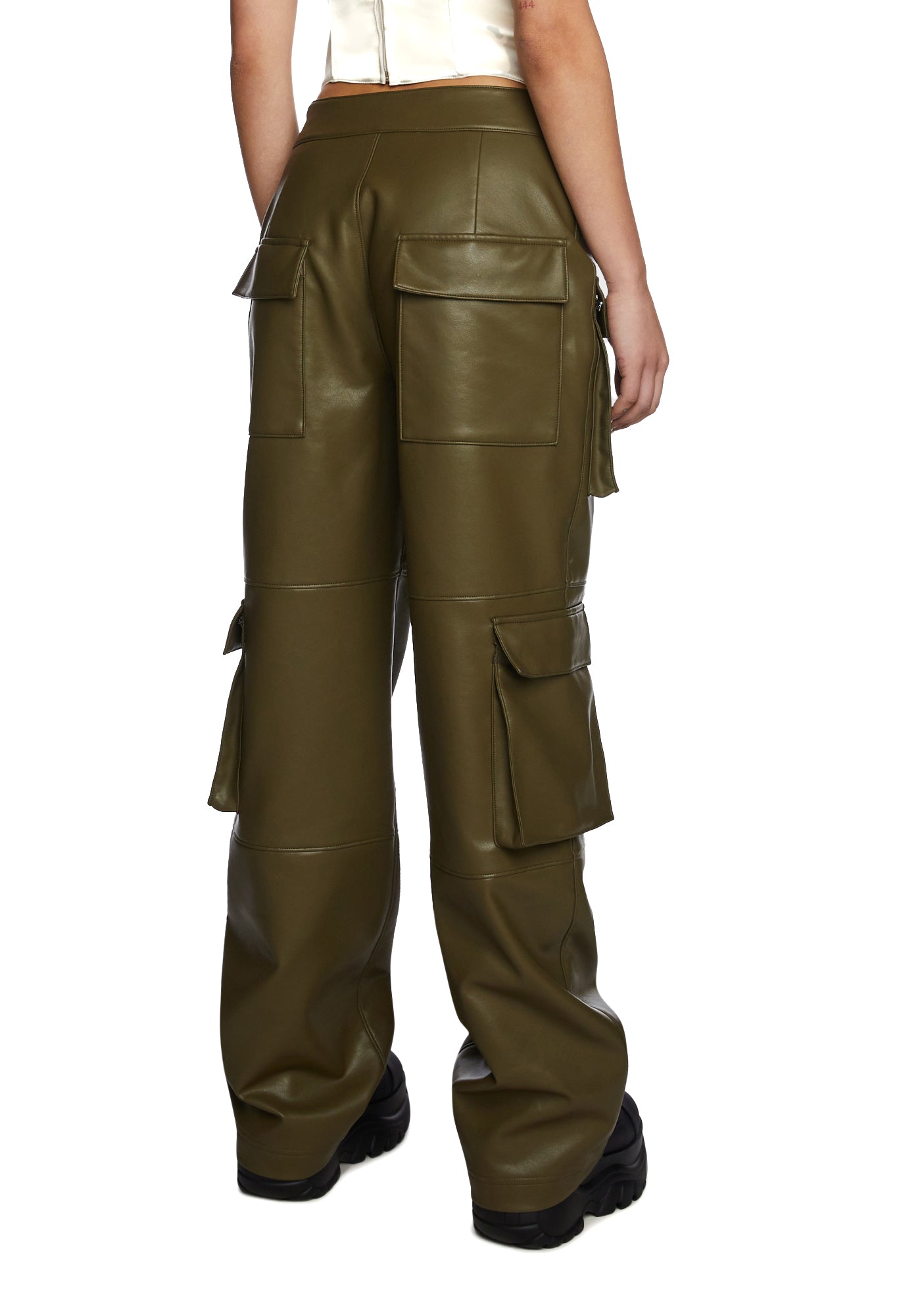Path Of Destruction Vegan Leather Pants - Olive