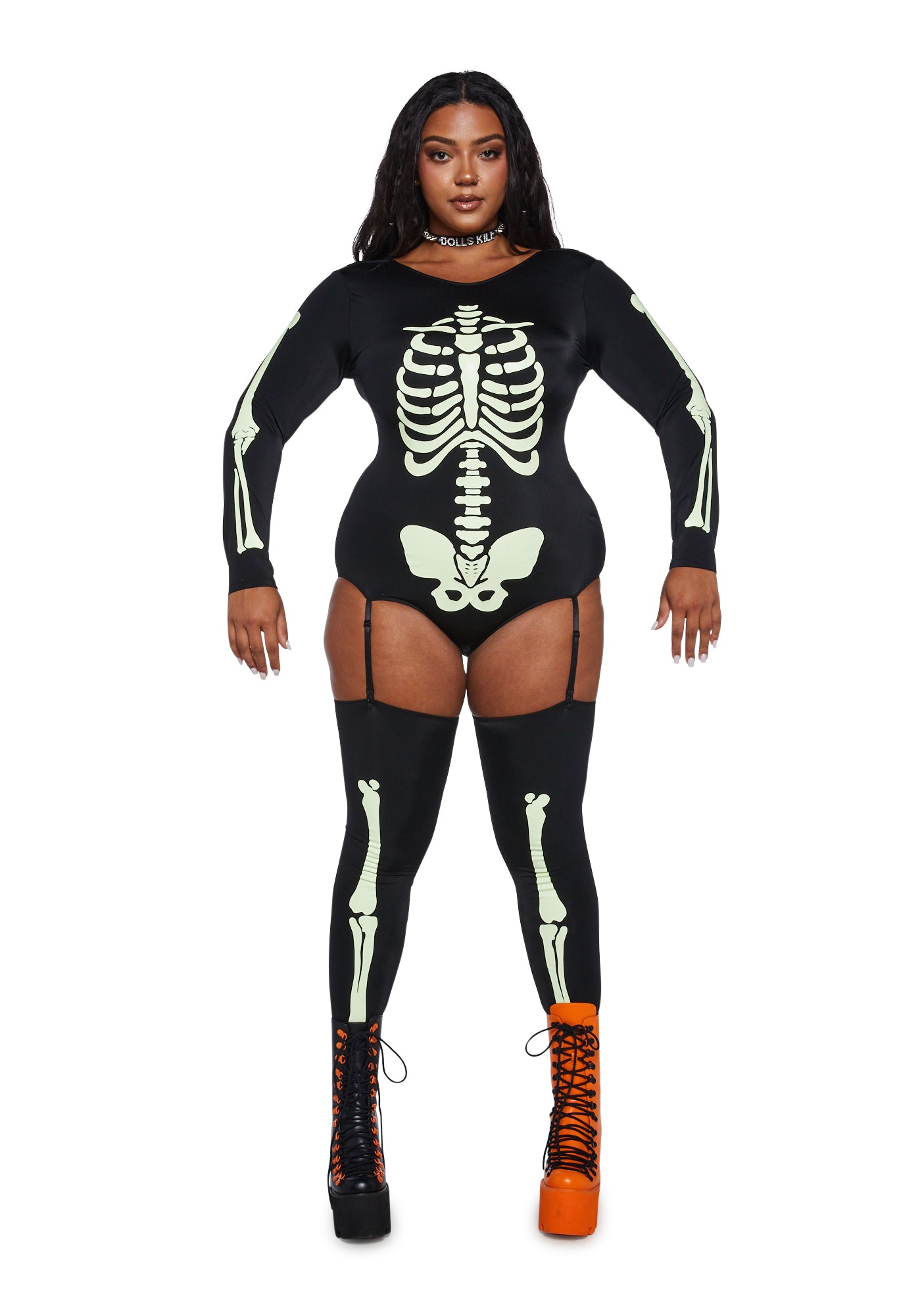 Plus Size Halloween Queen Voodoo Glow Skull Costume Dolls Kill