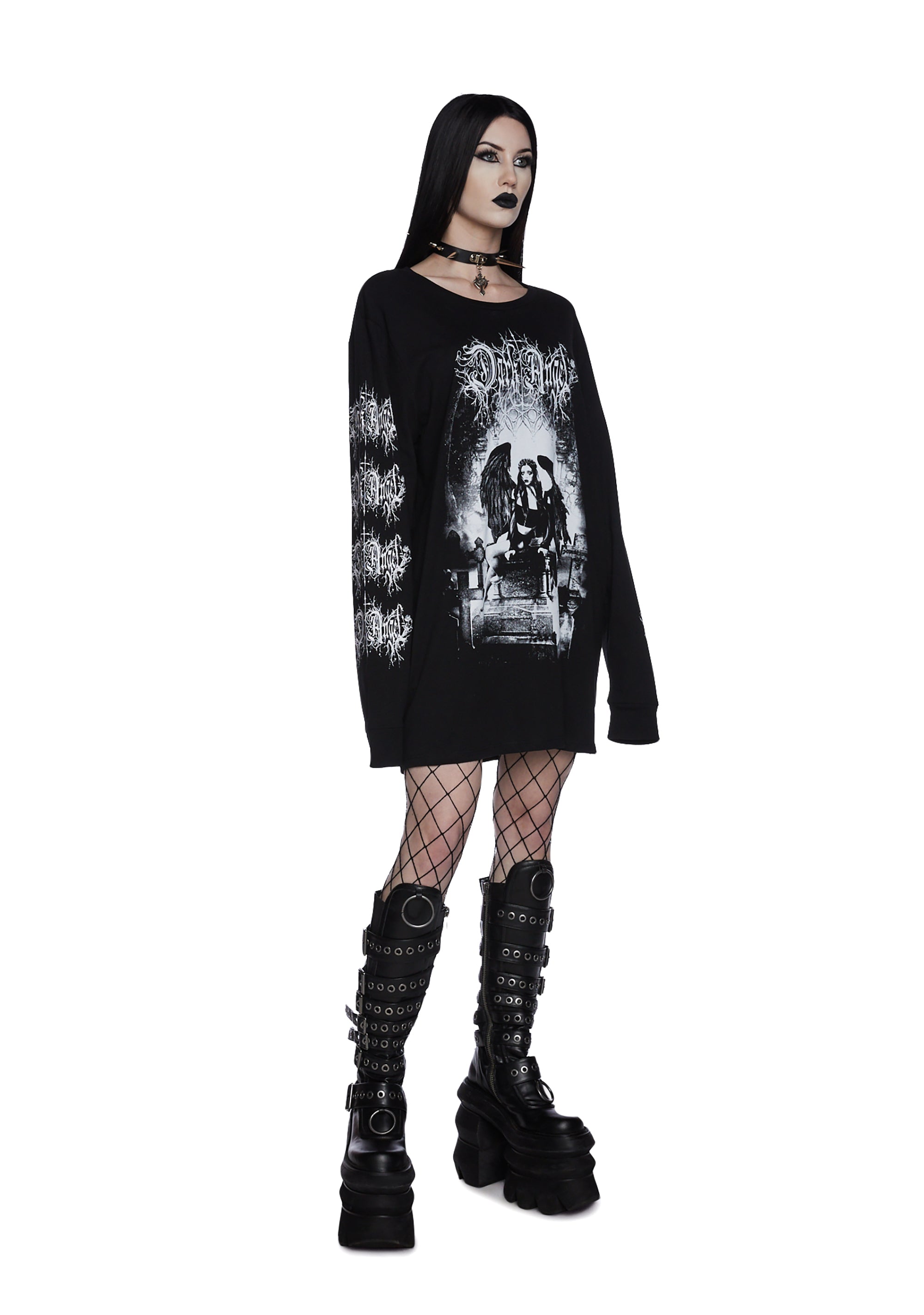 Widow Dark Angel Graphic Long Sleeve Tee - Black – Dolls Kill
