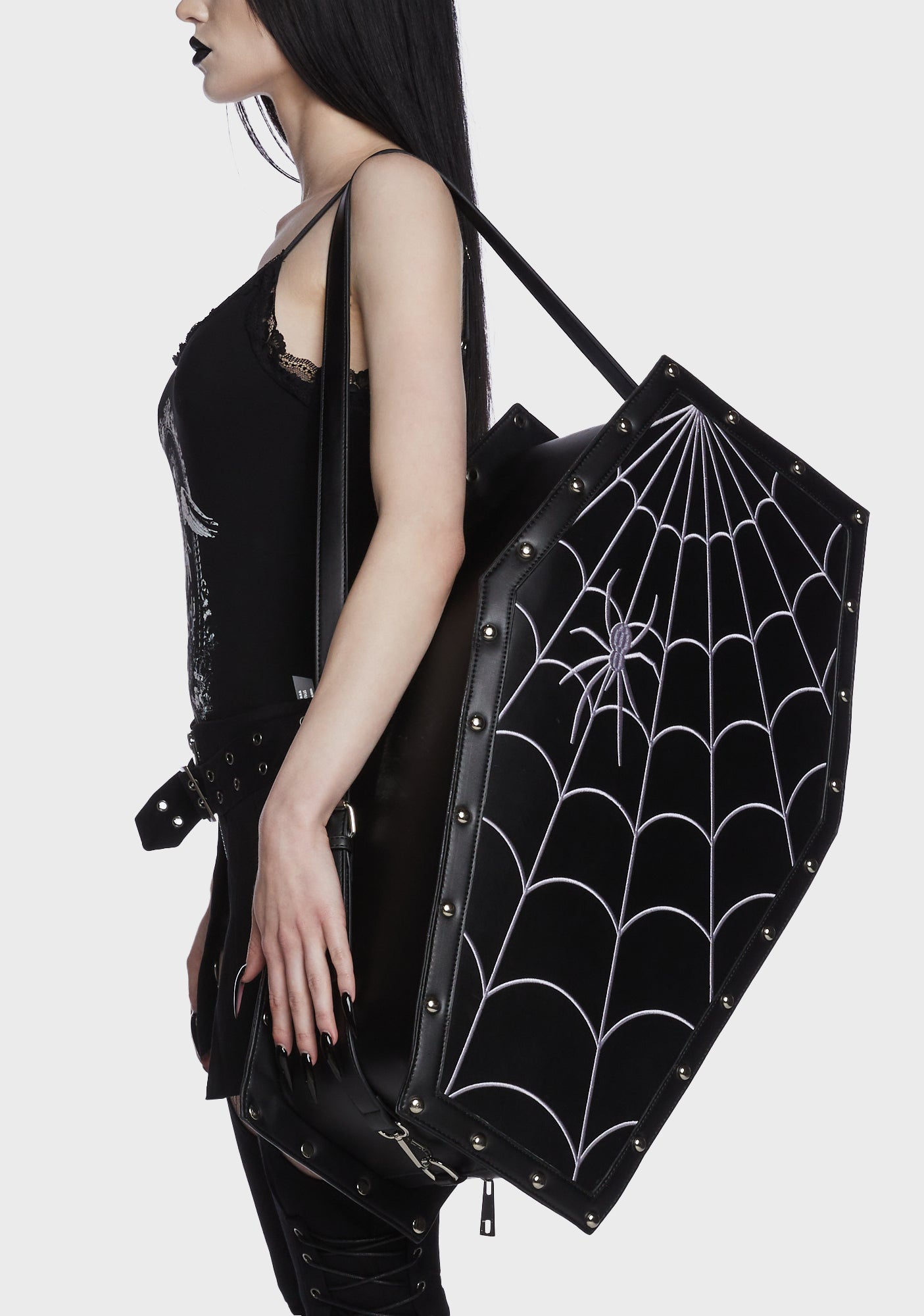 Widow Silver Embroidered Coffin Weekender Bag Black Dolls Kill