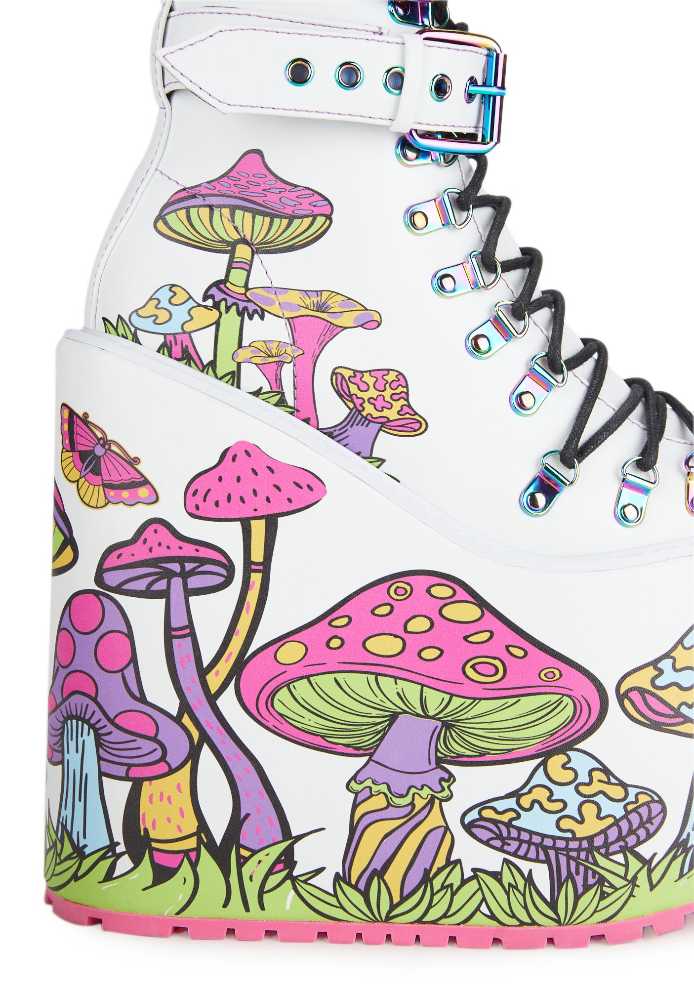 Psychedelic Fairytale Double Stack Traitor Boots - White