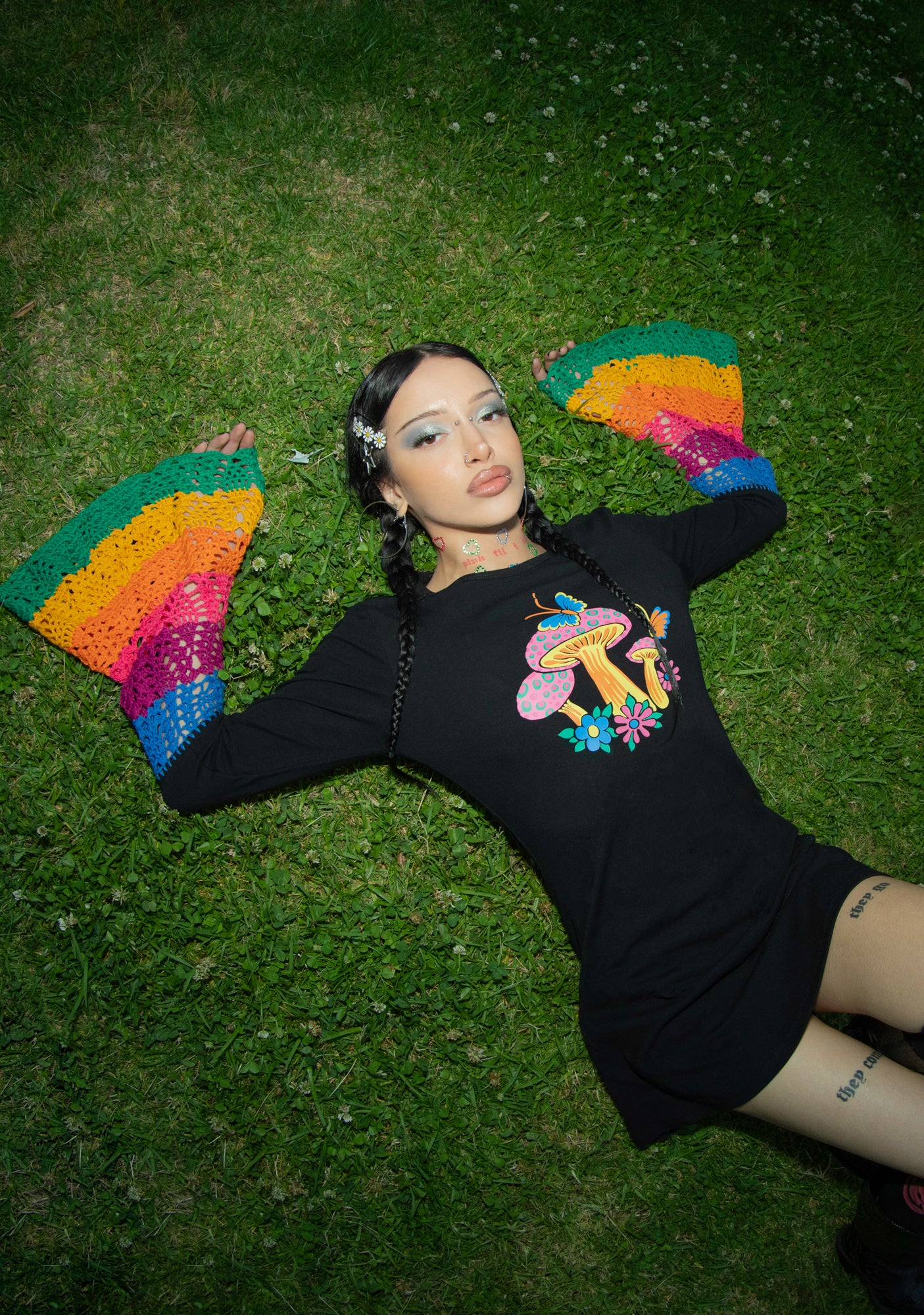 高評価なギフト Crochet Rainbow Mood Current Bell Black - Dress Sleeve スカート