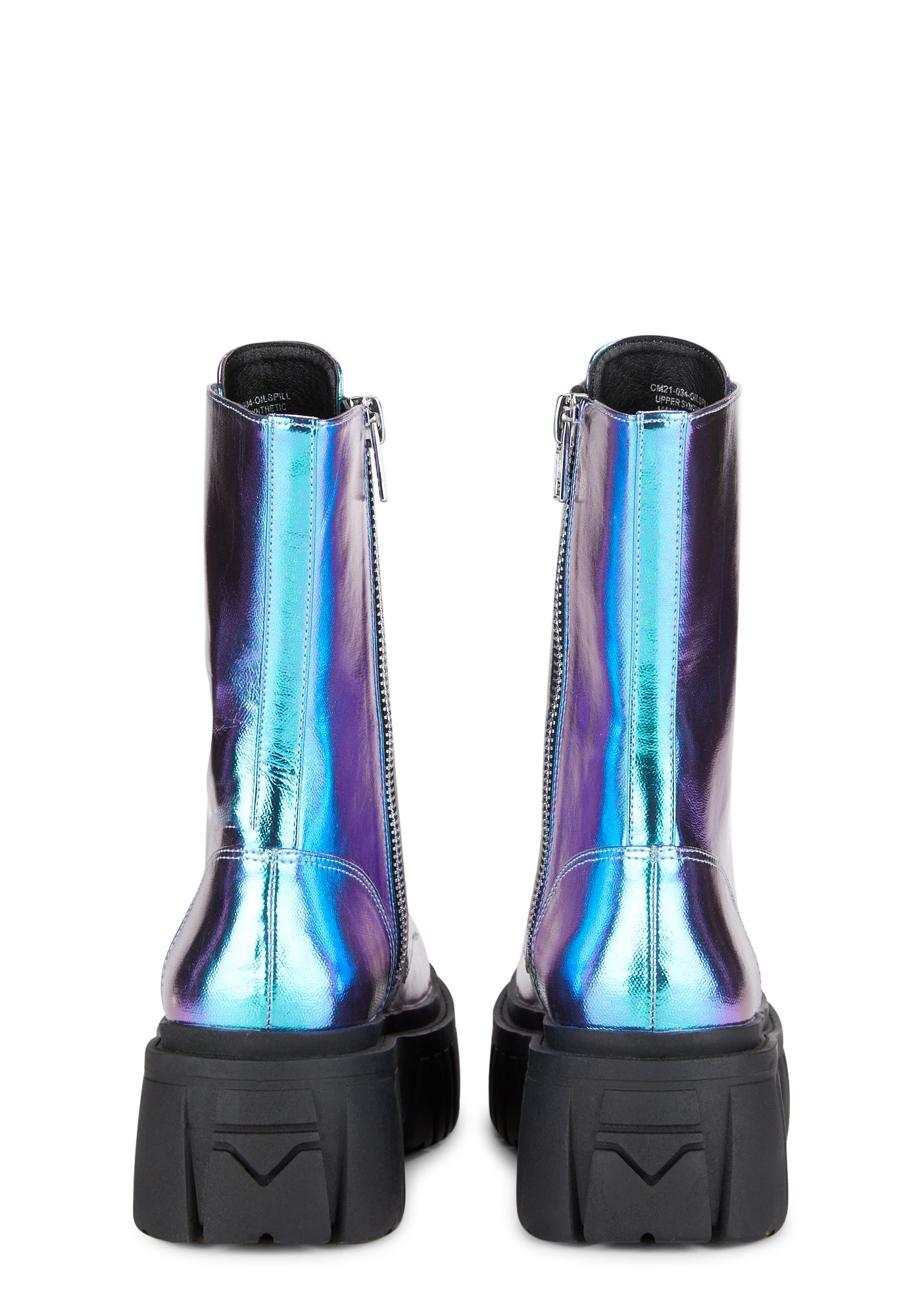 Current Mood Metallic Platform Combat Boots - Blue – Dolls Kill