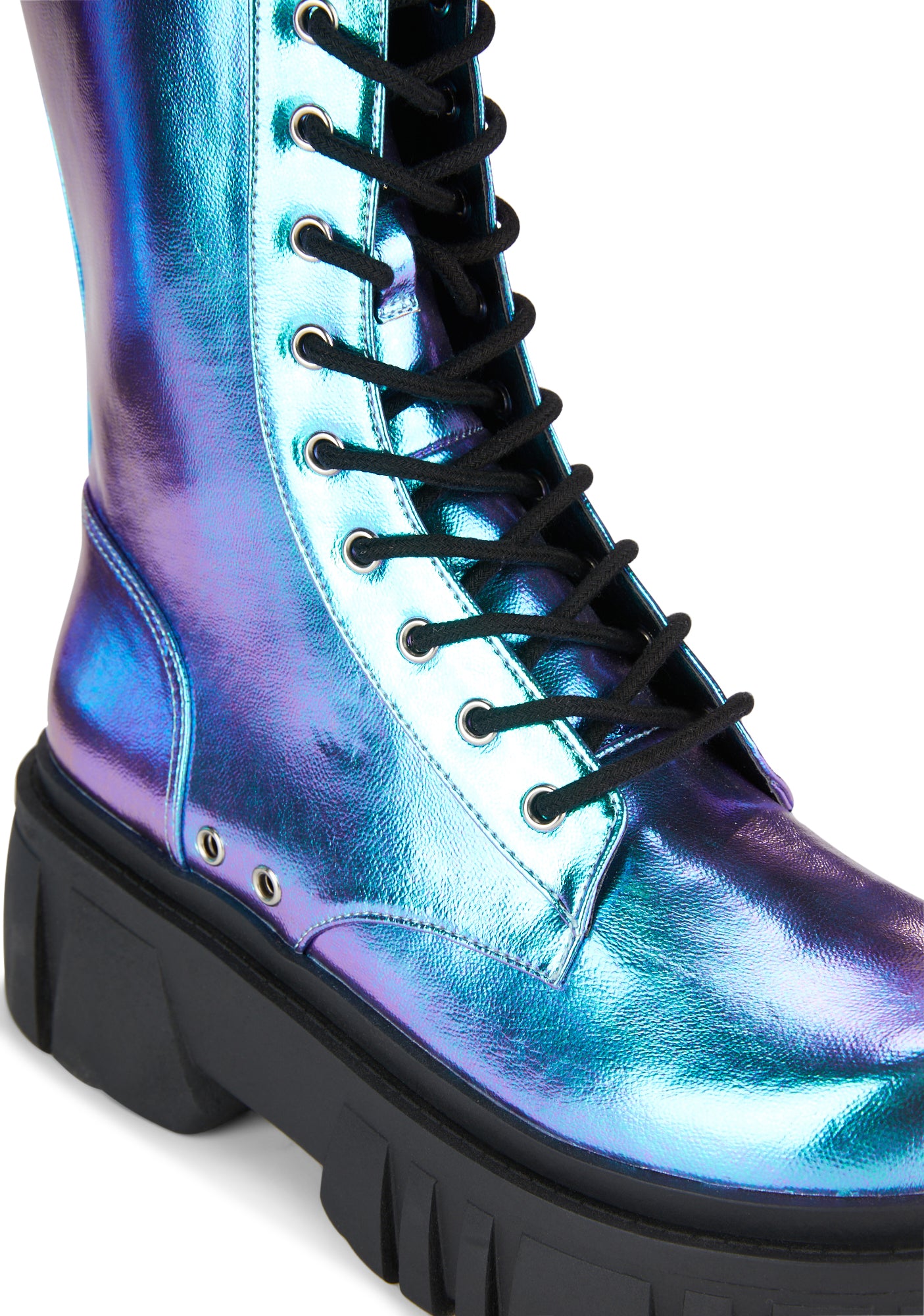 metallic combat boots