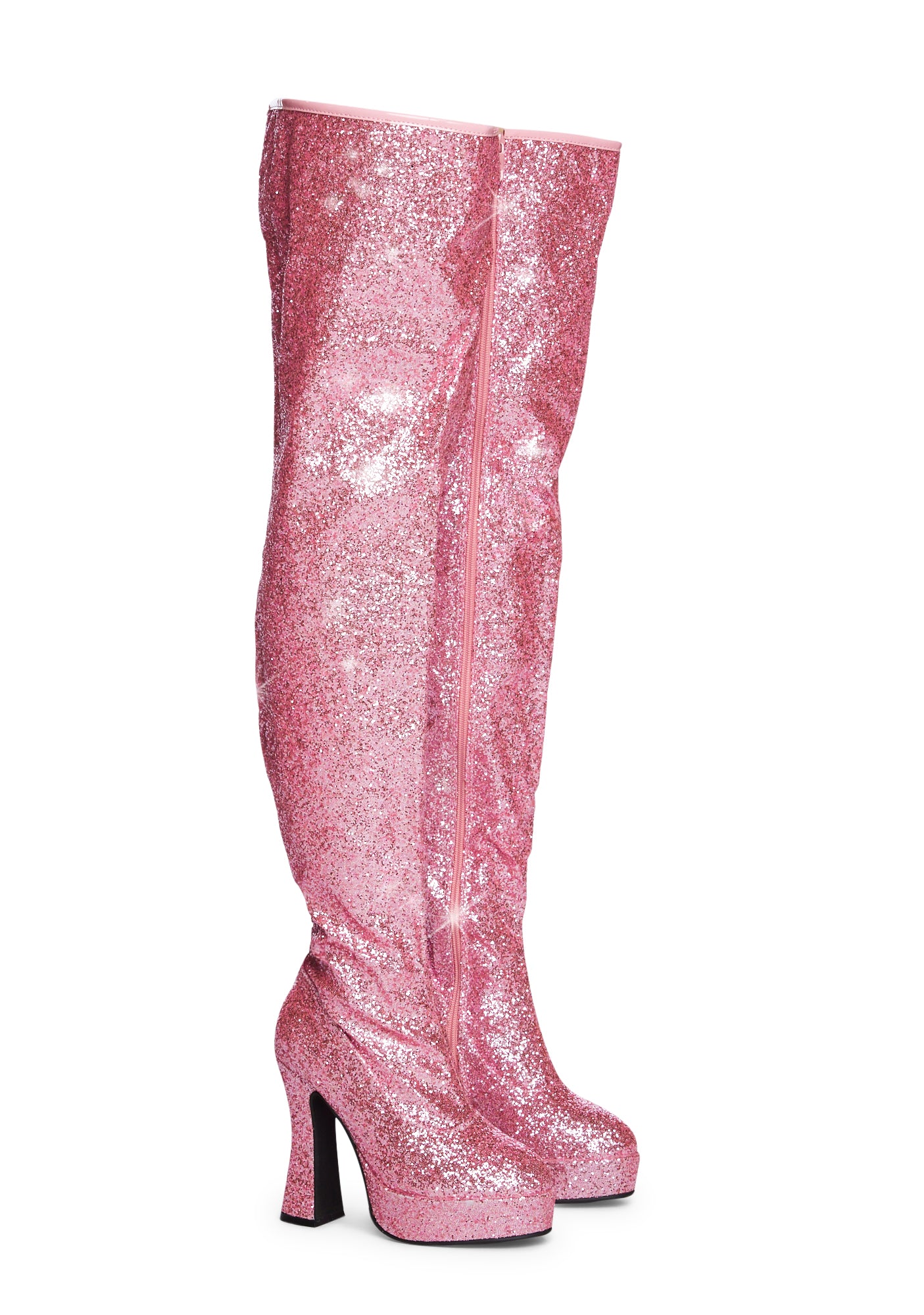 Ellie Shoes Glitter Thigh High Boots Pink Dolls Kill