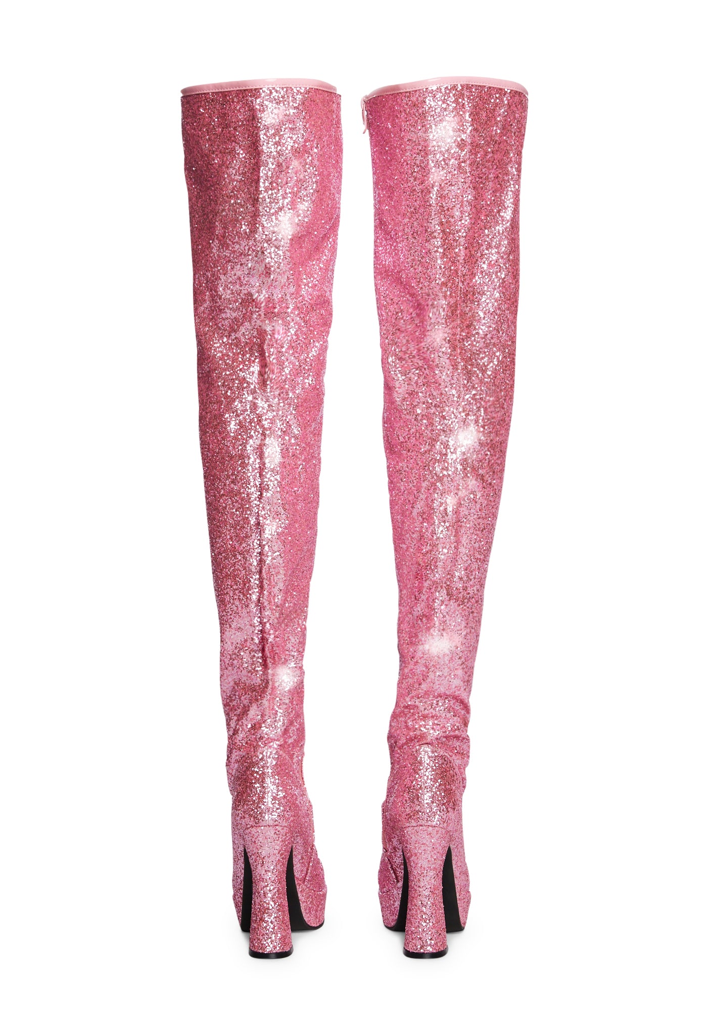 Ellie Shoes Glitter Thigh High Boots Pink Dolls Kill