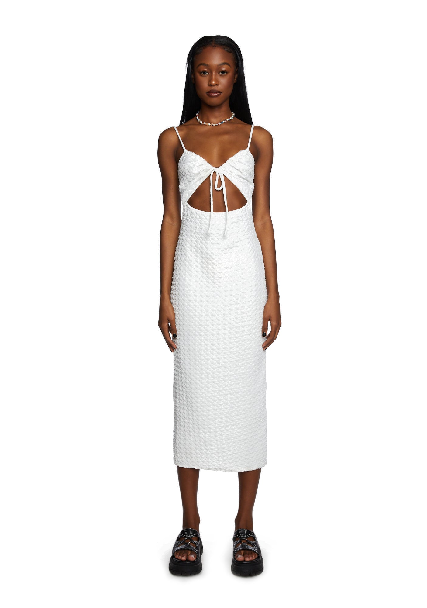 Popcorn Bodycon Midi Dress - Off White – Dolls Kill