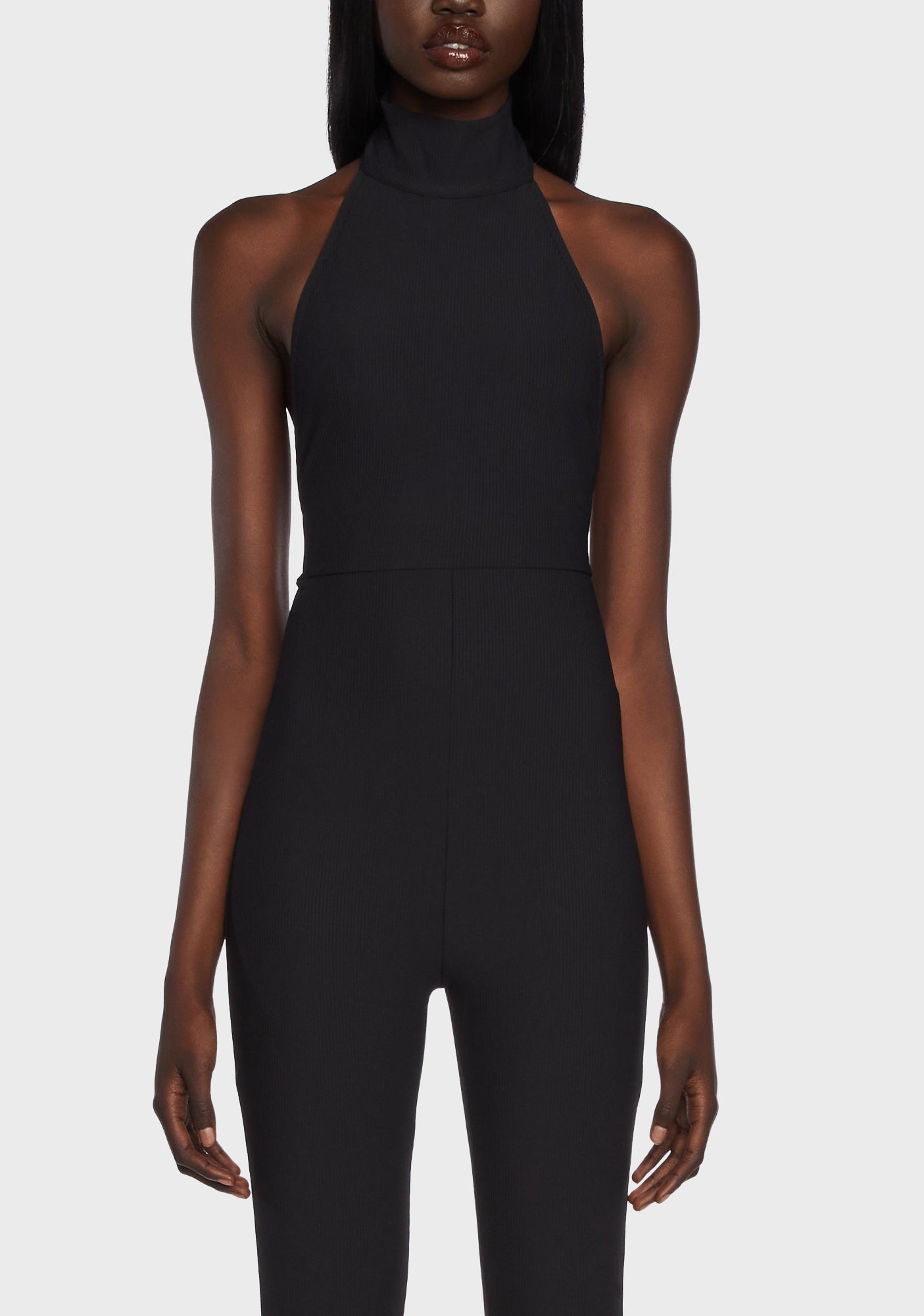 Edikted Open Back Ribbed Jumpsuit - Black – Dolls Kill