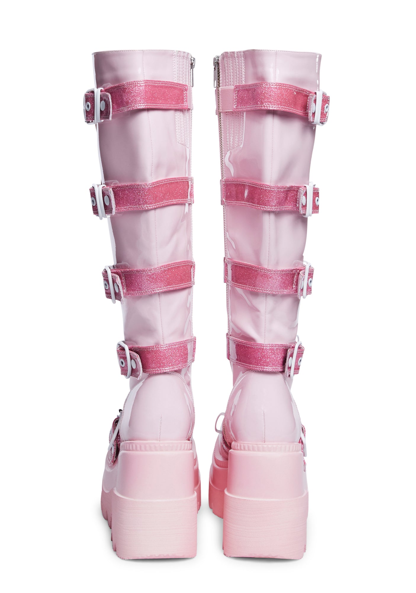 Demonia Heart Platform Wedge Knee High Boots - Pink – Dolls Kill