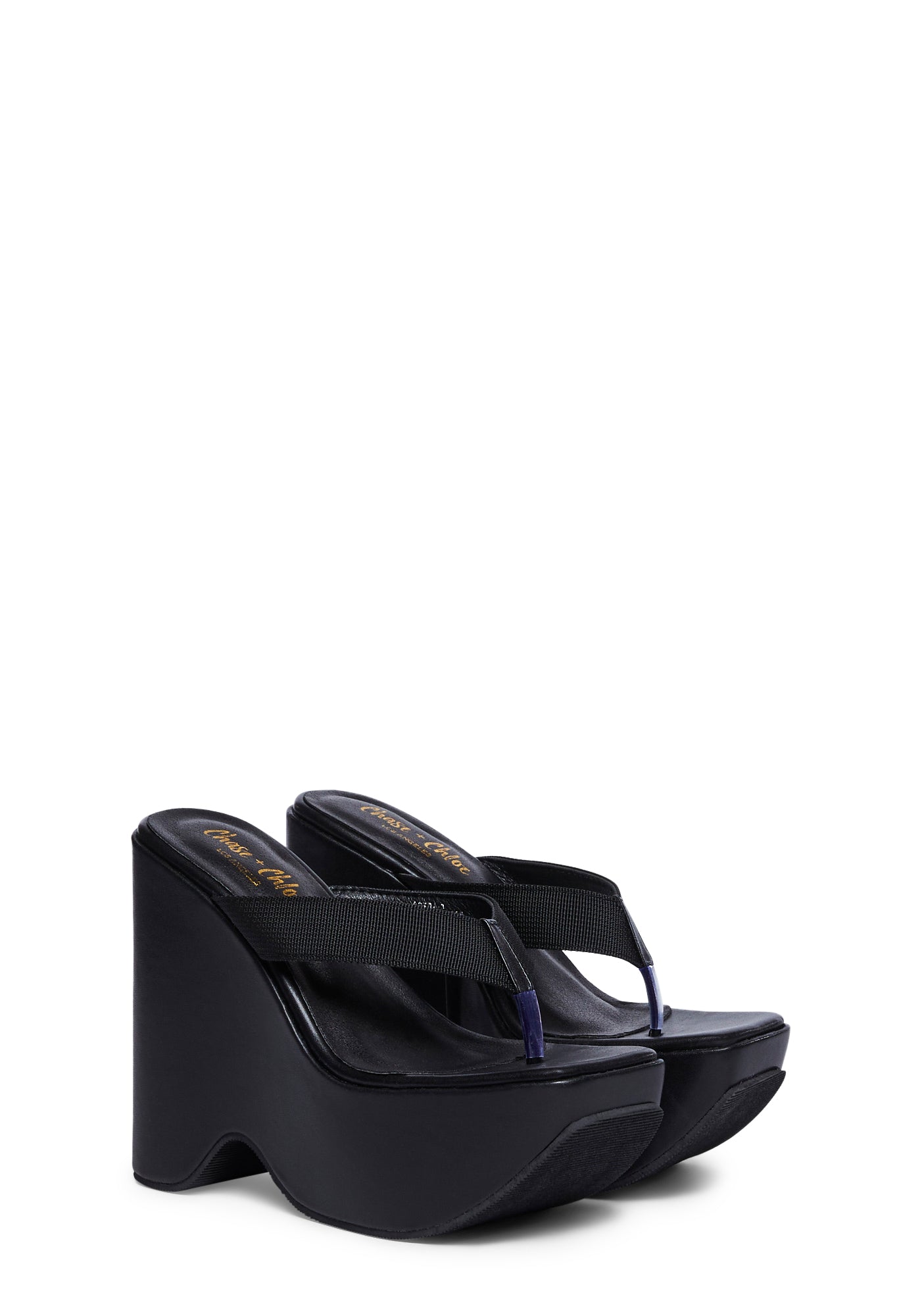 Vegan Leather Platform Wedge Flip-Flop Sandals - Black – Dolls Kill
