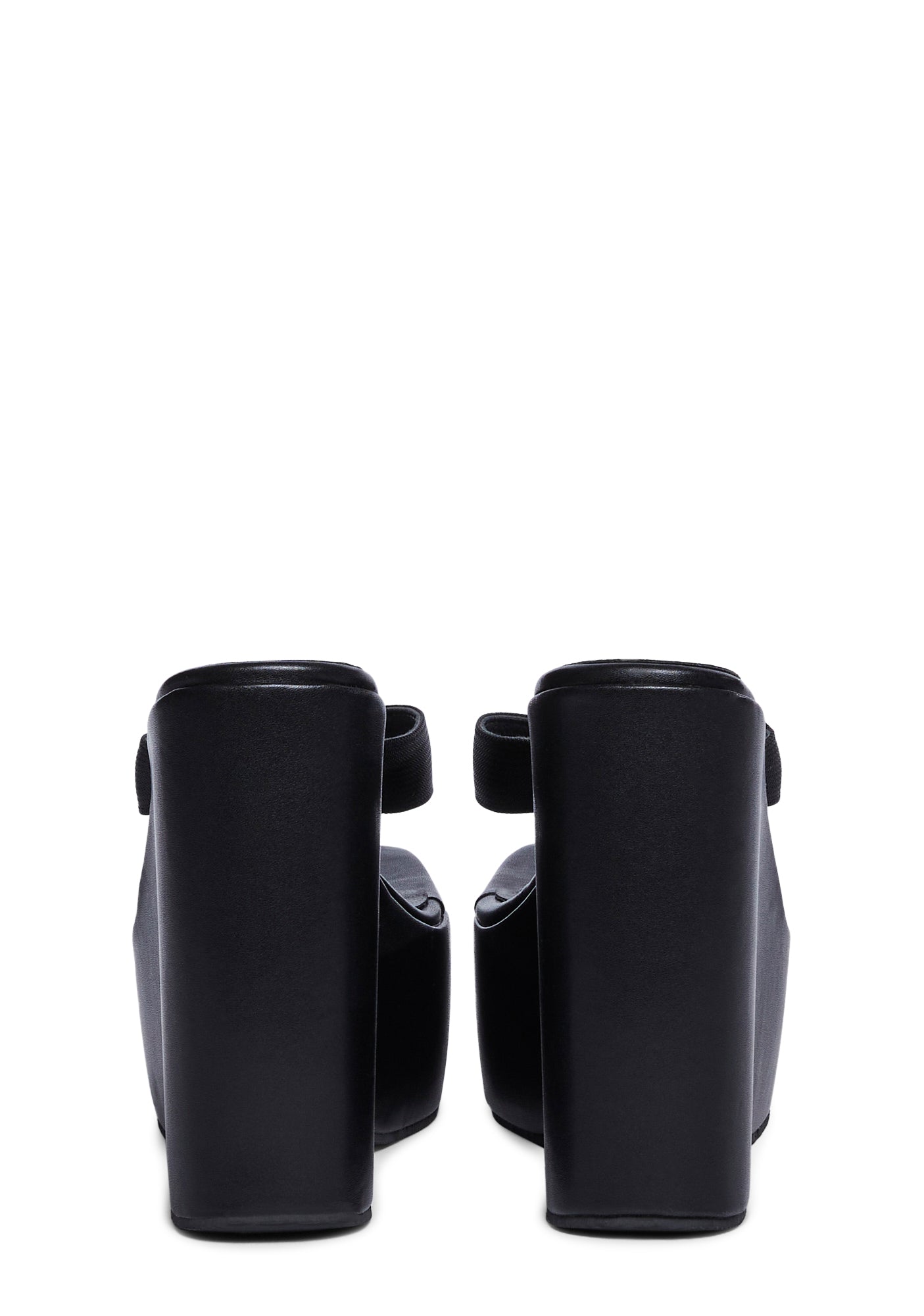 Vegan Leather Platform Wedge Flip-Flop Sandals - Black