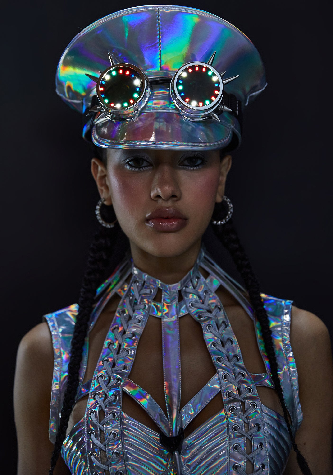 holo goggles Holographic Captain Hat With Light Up Goggles