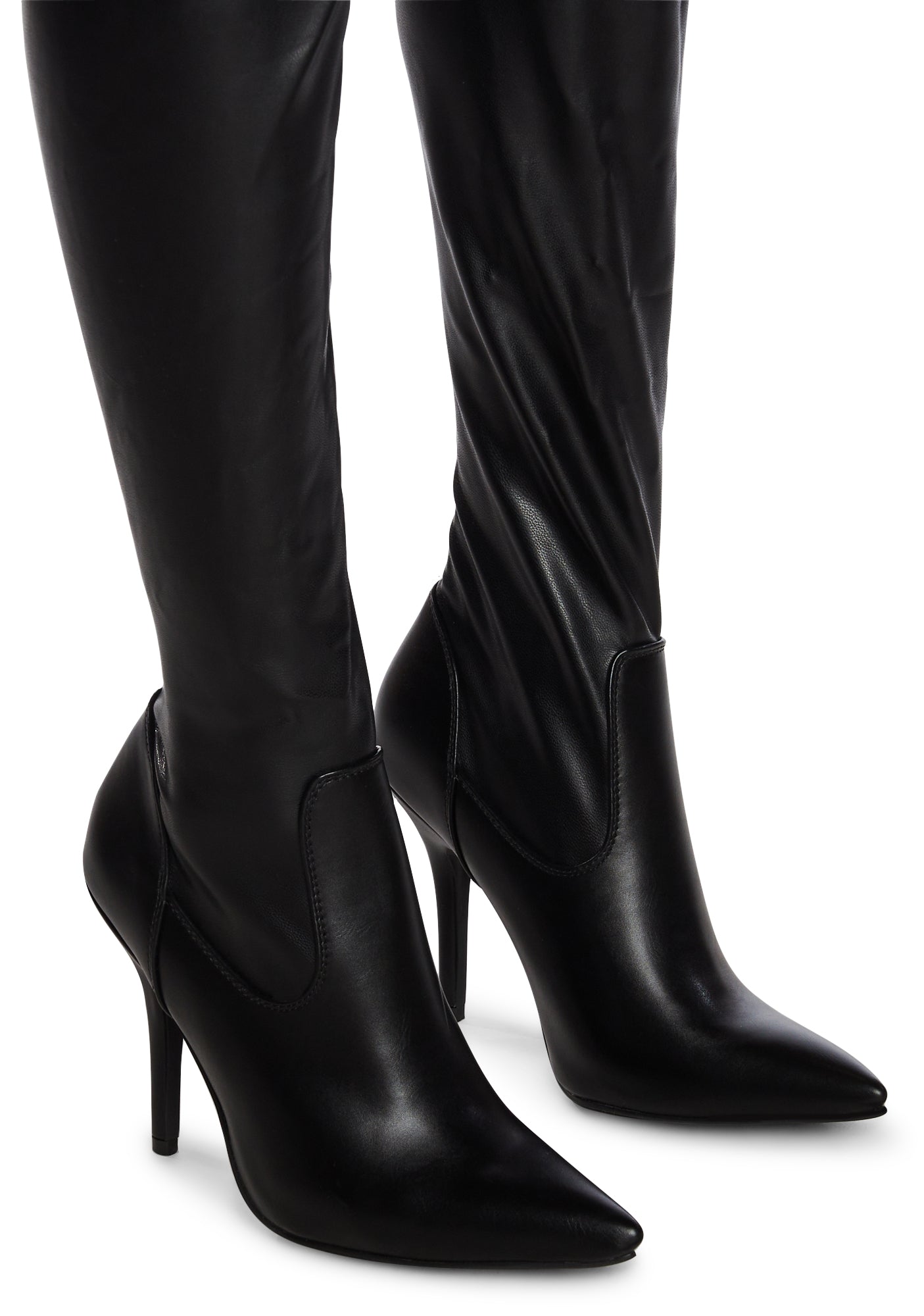 AZALEA WANG Vegan Leather Stretch Pant Boots - Black – Dolls Kill