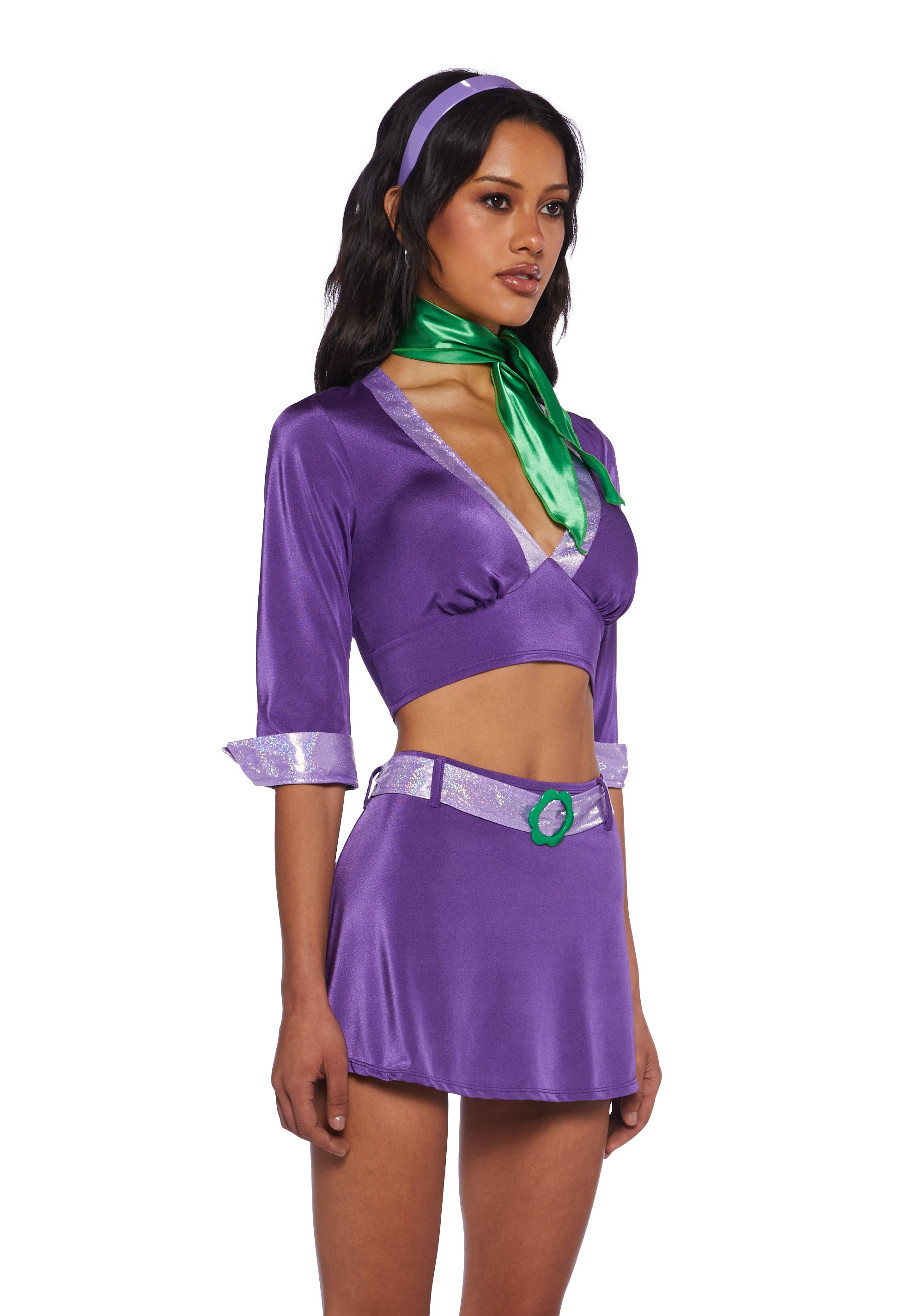 Scooby Doo Daphne 70s Cartoon Spooky Halloween Crop Top And Skirt Set