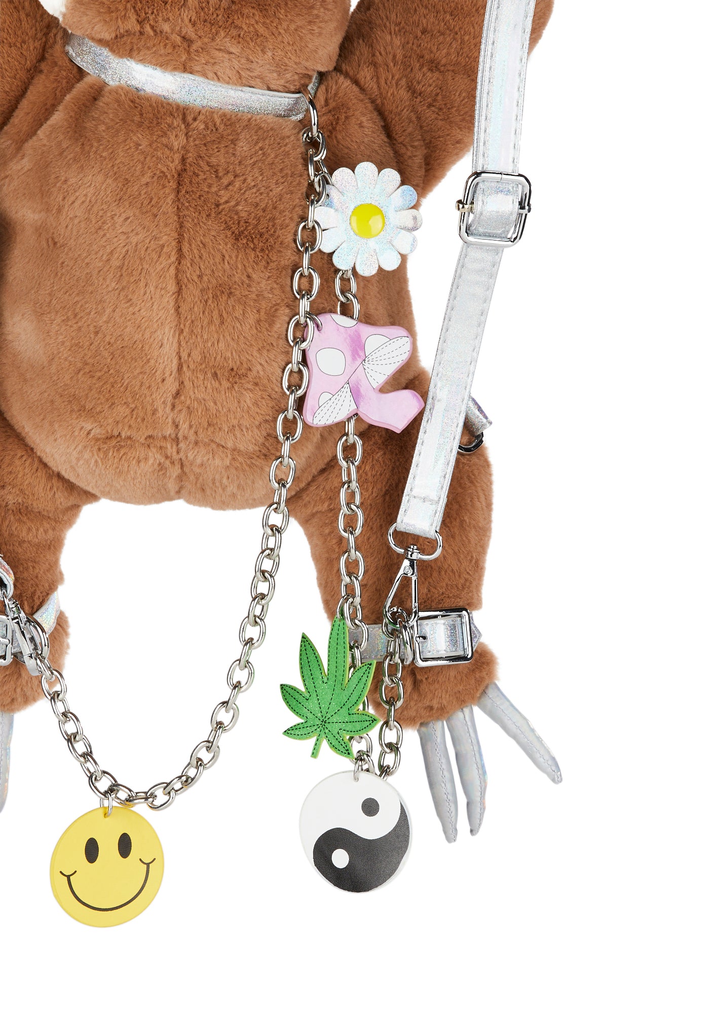 NWT Dolls Kill Hanging On Sloth Glitter Backpack Current Mood Punk Sloth Backpack - Brown – Dolls Kill main image 4