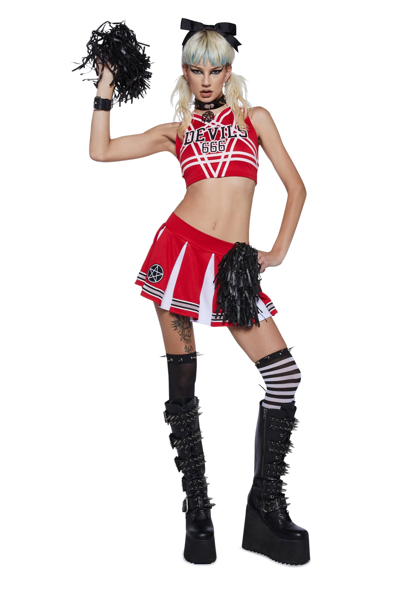 Satan's Cheerleader Costume Set - Red / Large | Adult | Red Satan's Cheerleader Costume Set - Red / Large | Adult | Red