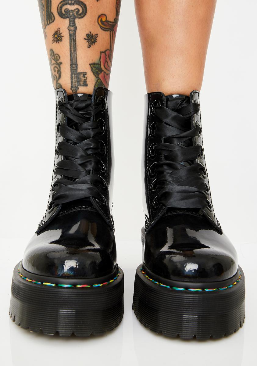 Martens Rainbow Patent Leather Platform Boots – Dolls Kill