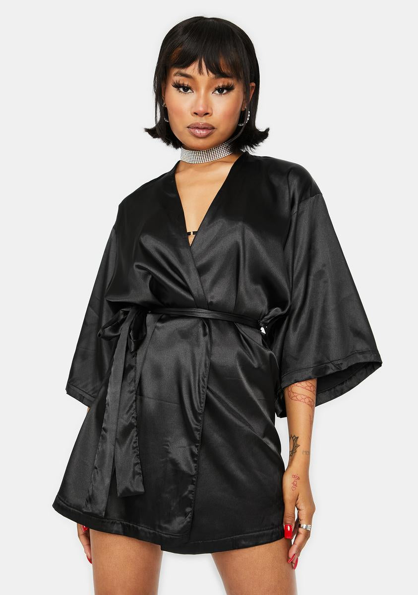 Heart Lace Satin Robe - Black – Dolls Kill