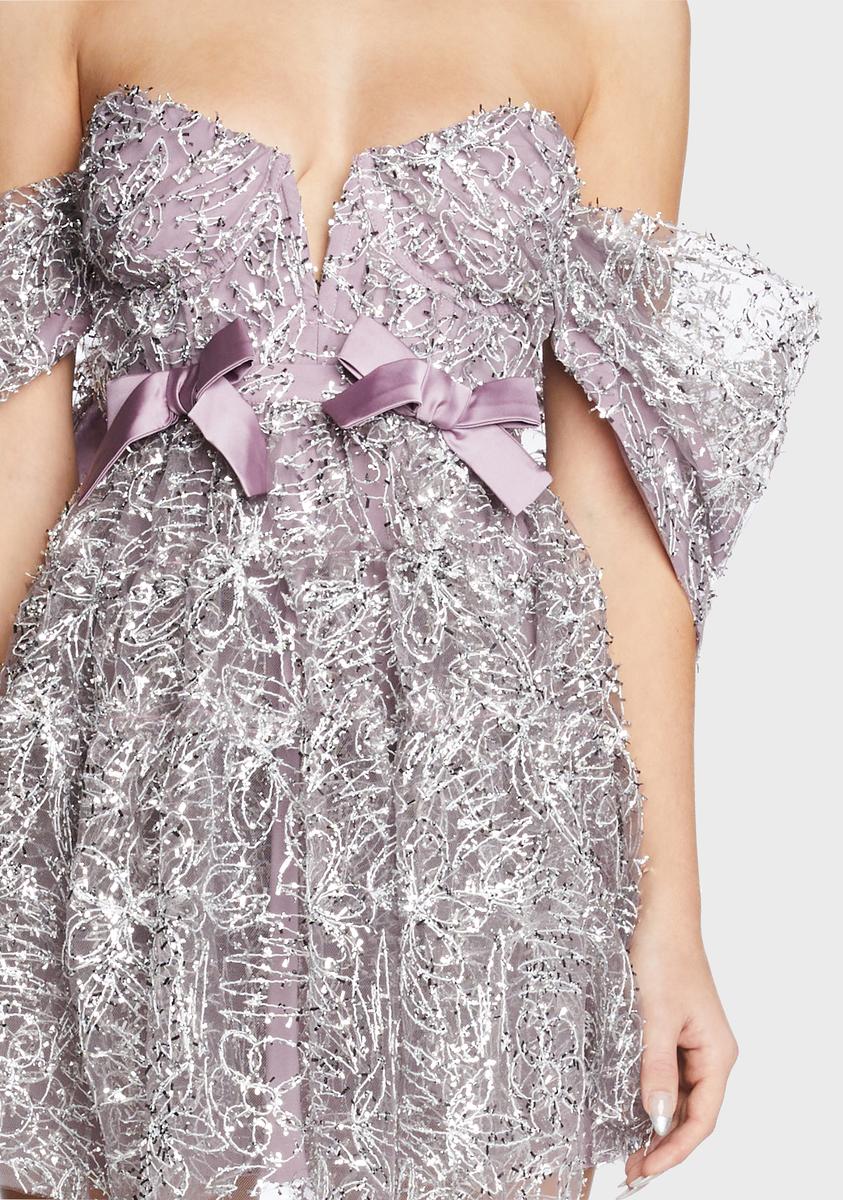 For Love & Lemons Metallic Tulle Mini Dress