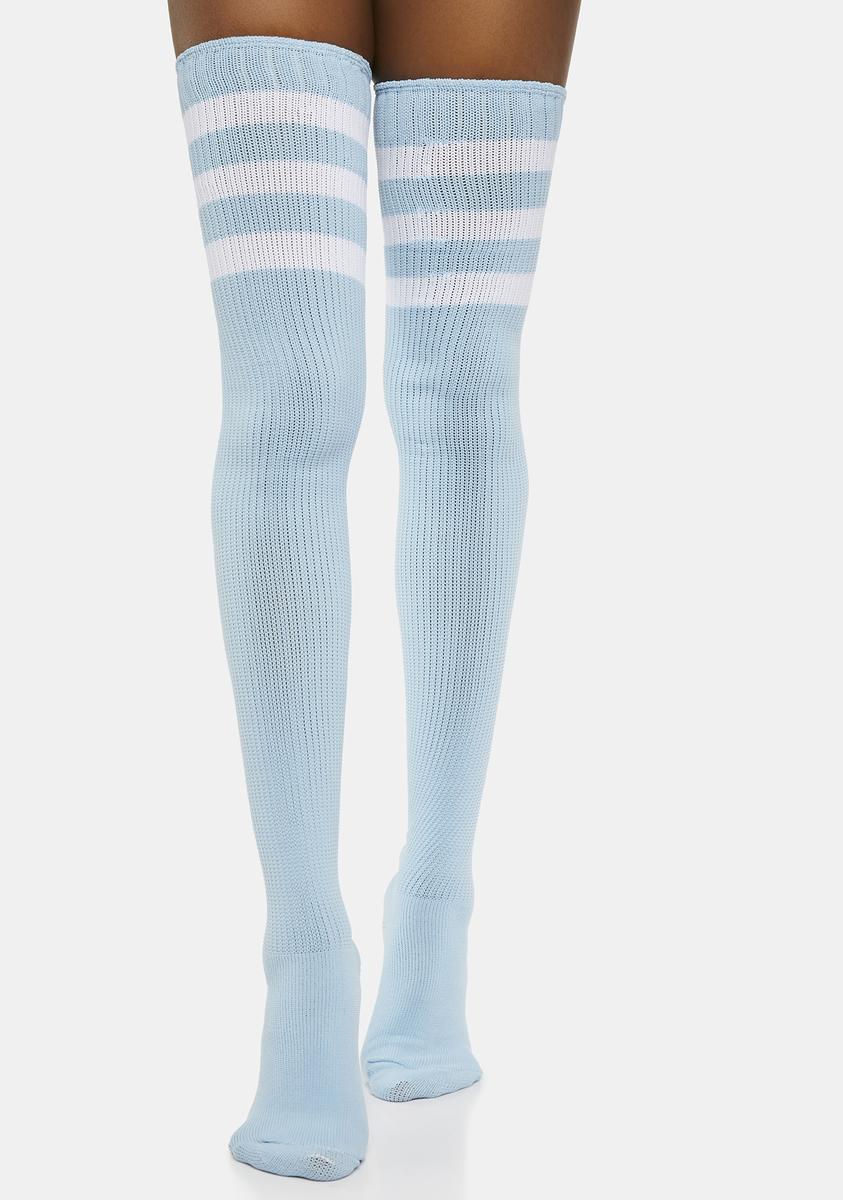 Sporty Striped Thigh High Socks - Blue – Dolls Kill