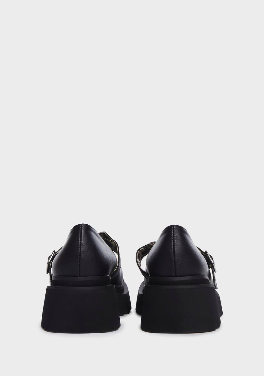 Demonia Cat Face Mary Janes Black Dolls Kill