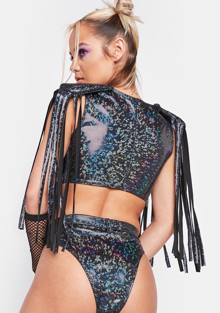 Roma Shimmer Garter Belt Booty Shorts - Black Holographic Dolls Kill Roma Shimmer Garter Belt Booty Shorts - Black Holographic Dolls Kill