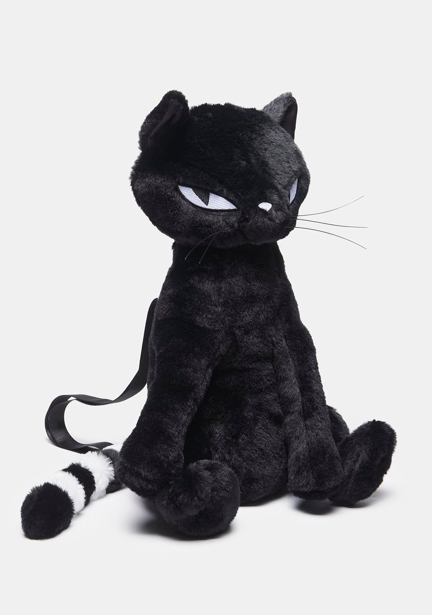 Dolls Kill x Emily The Strange Faux Fur Neechee Cat Backpack - Black