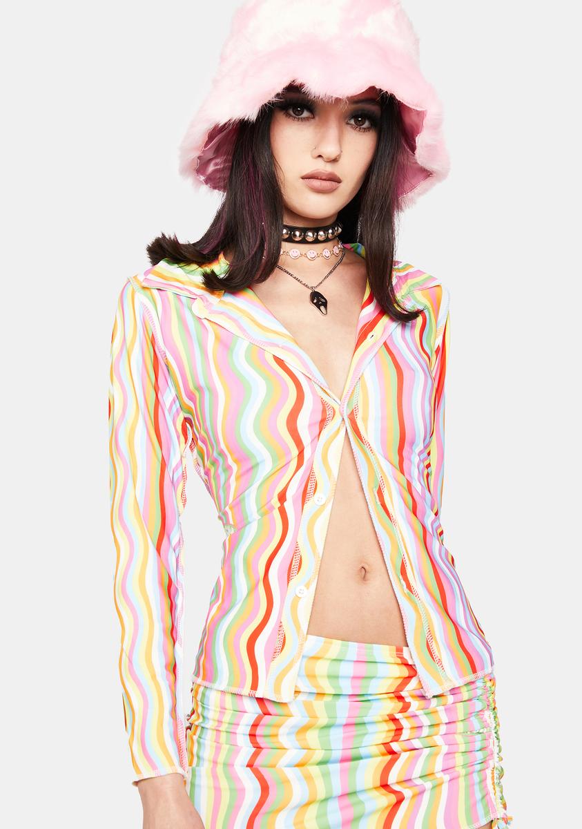 Squiggles Rainbow Blooms Tee