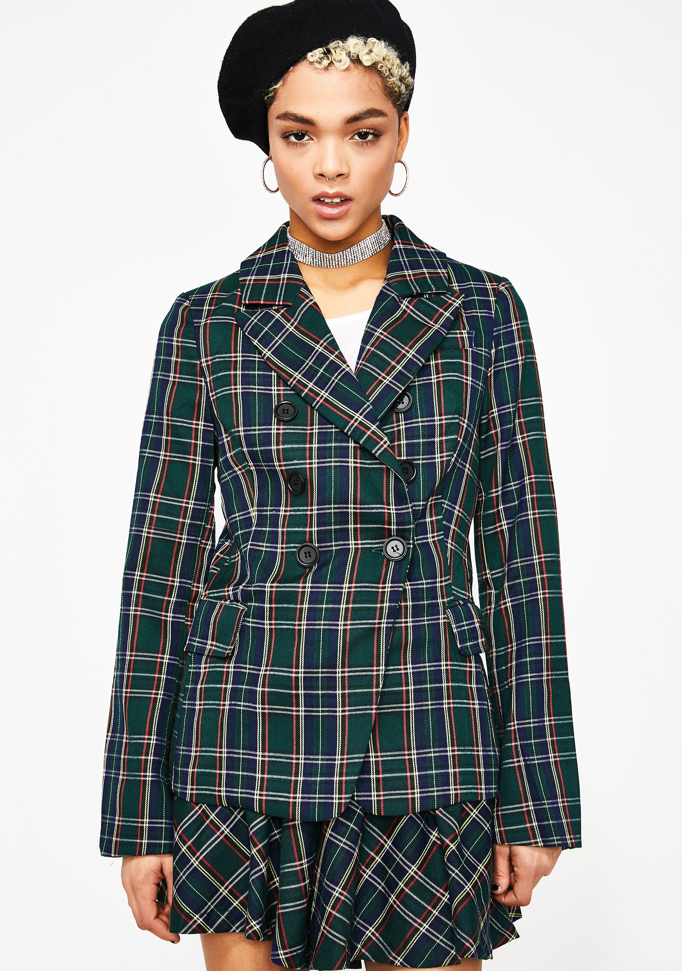 Plaid Button Down Blazer – Dolls Kill