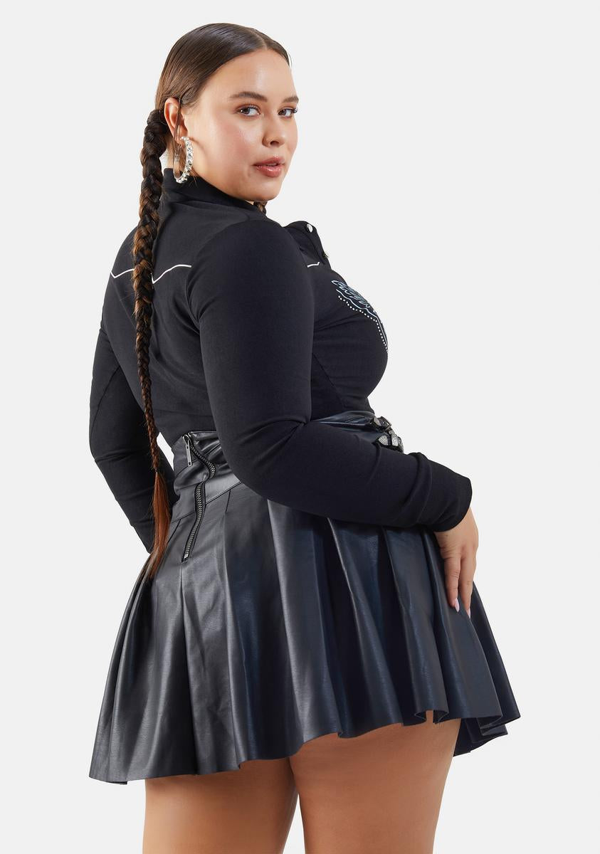 Plus Size Leather Pleated Skirt Outfit Plus Size Poster Grl