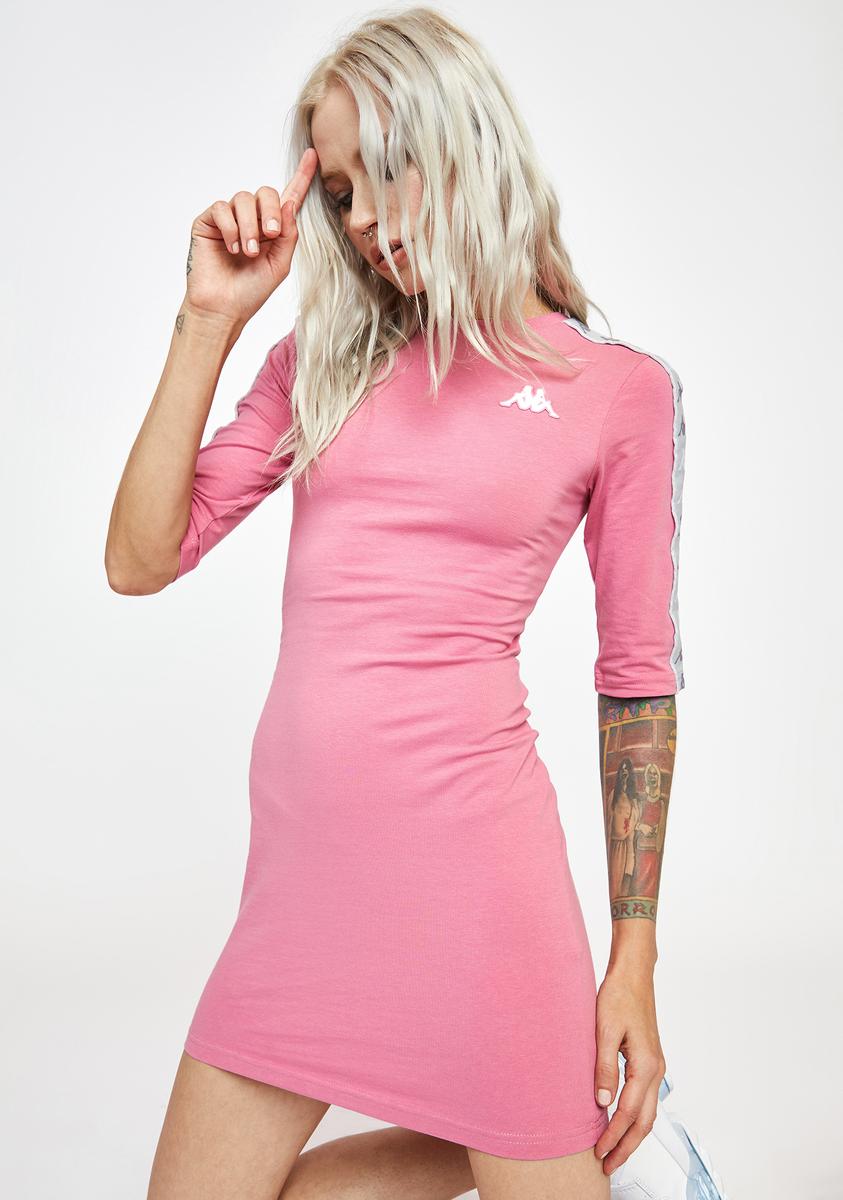 strapless open back dress Kappa Pink 222 Banda Mora T-Shirt Dress – Dolls Kill