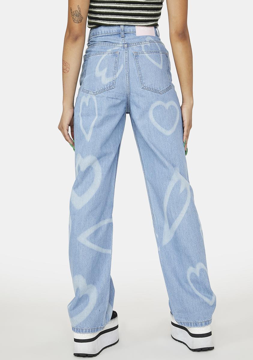 NGOrder Heart Spray Paint Skater Jeans Light Blue Dolls Kill